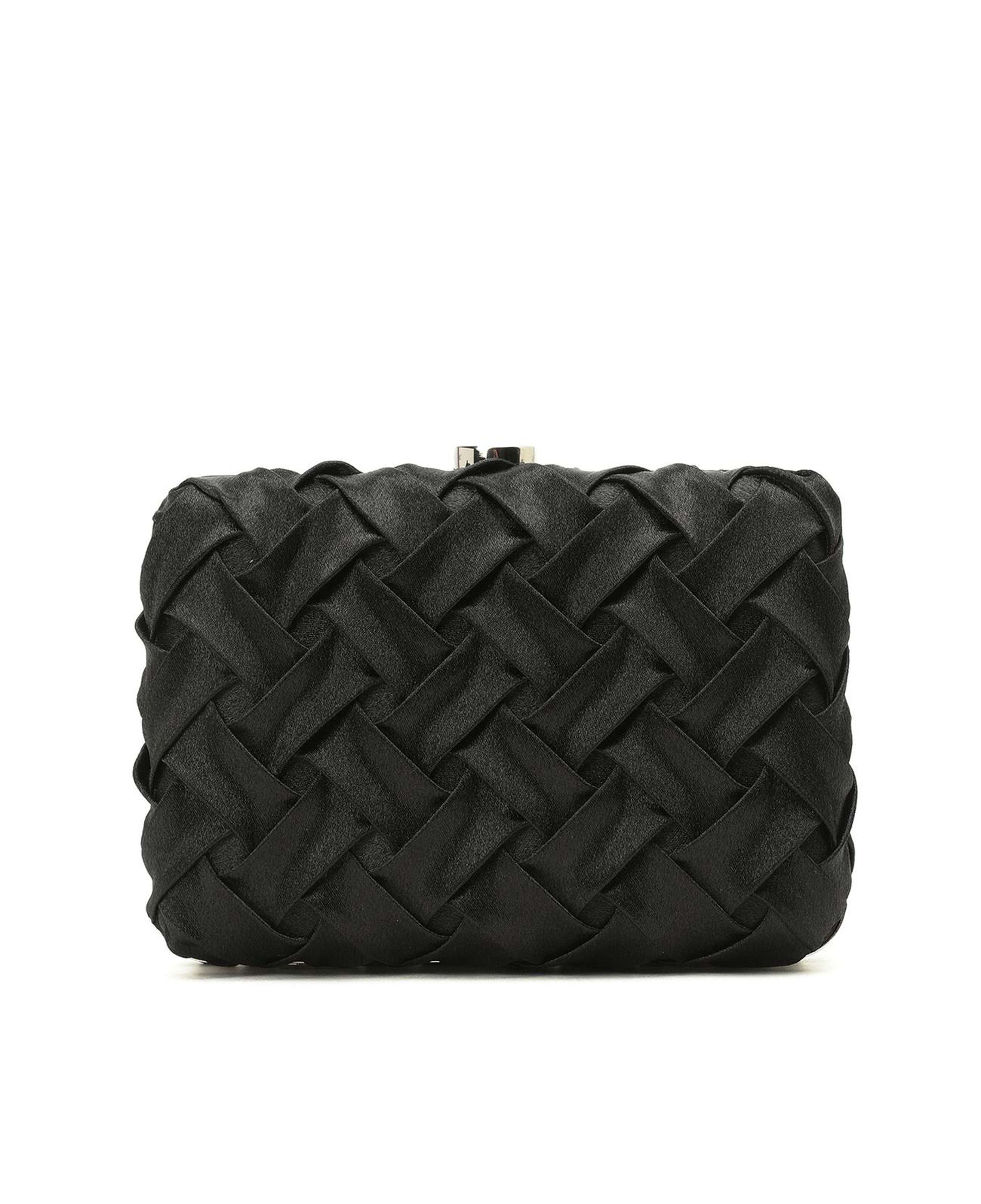 Network Kadın Siyah Örgü Detaylı Clutch