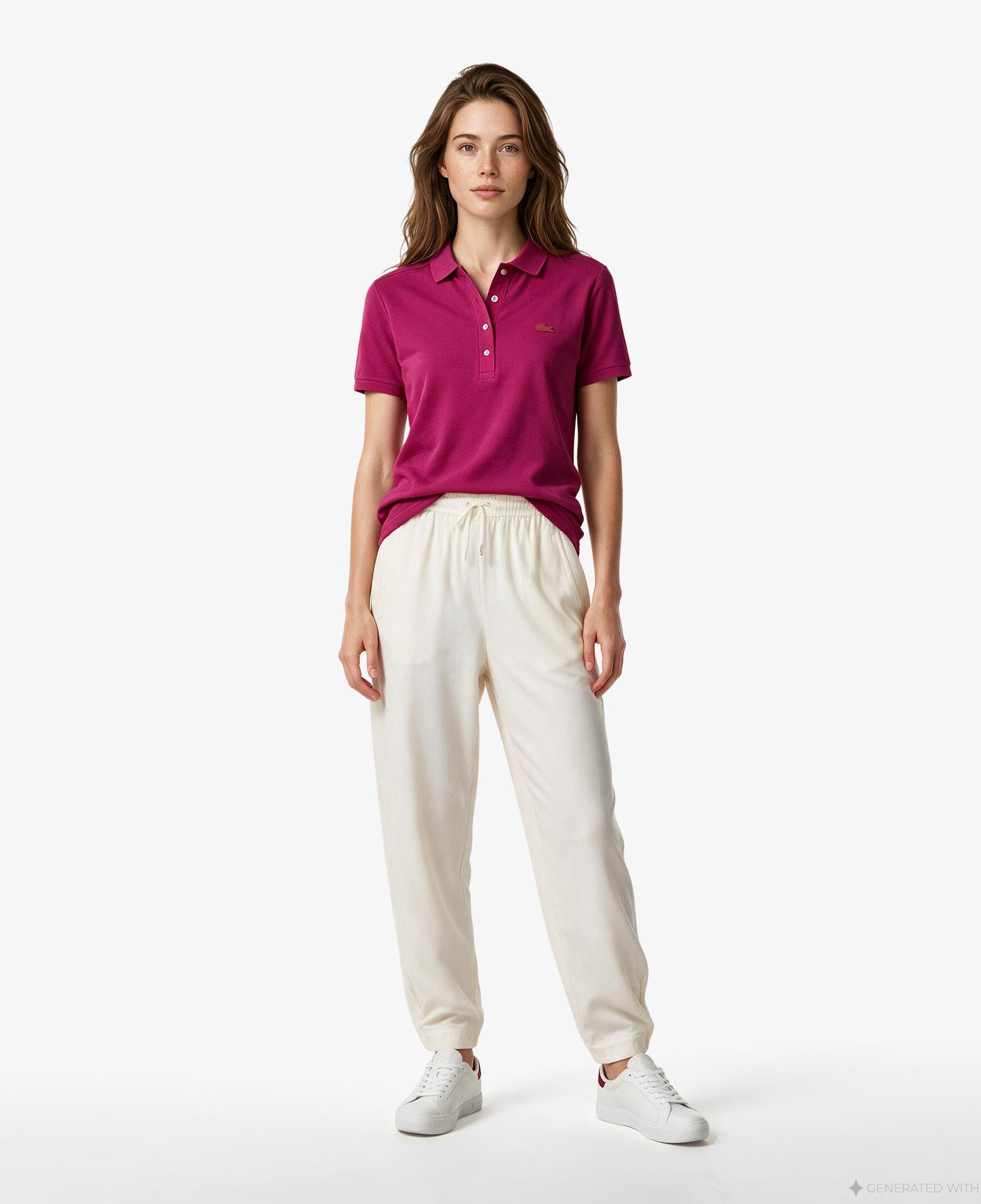 L.12.D Kadın Slim Fit Pembe Polo