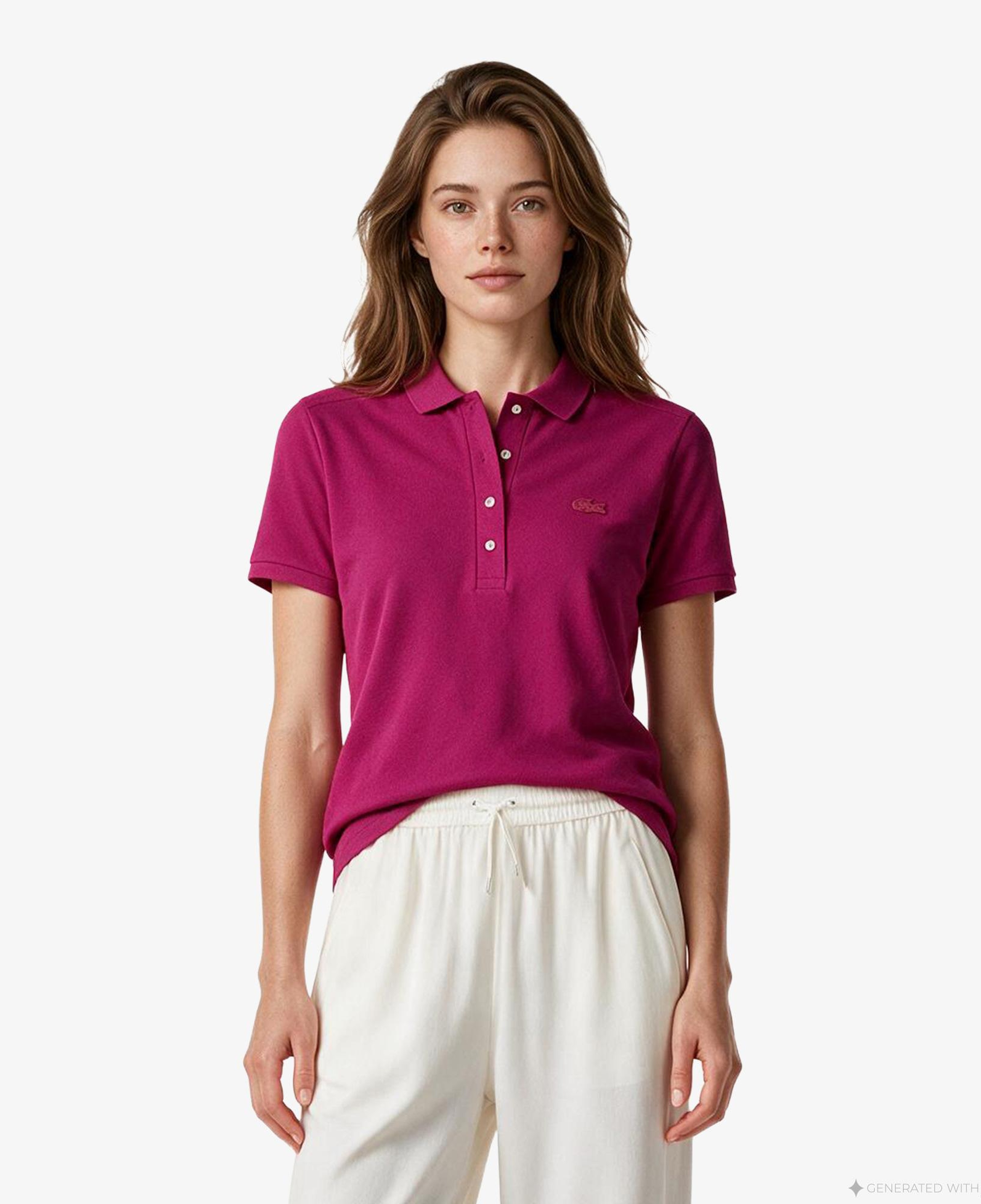 L.12.D Kadın Slim Fit Pembe Polo