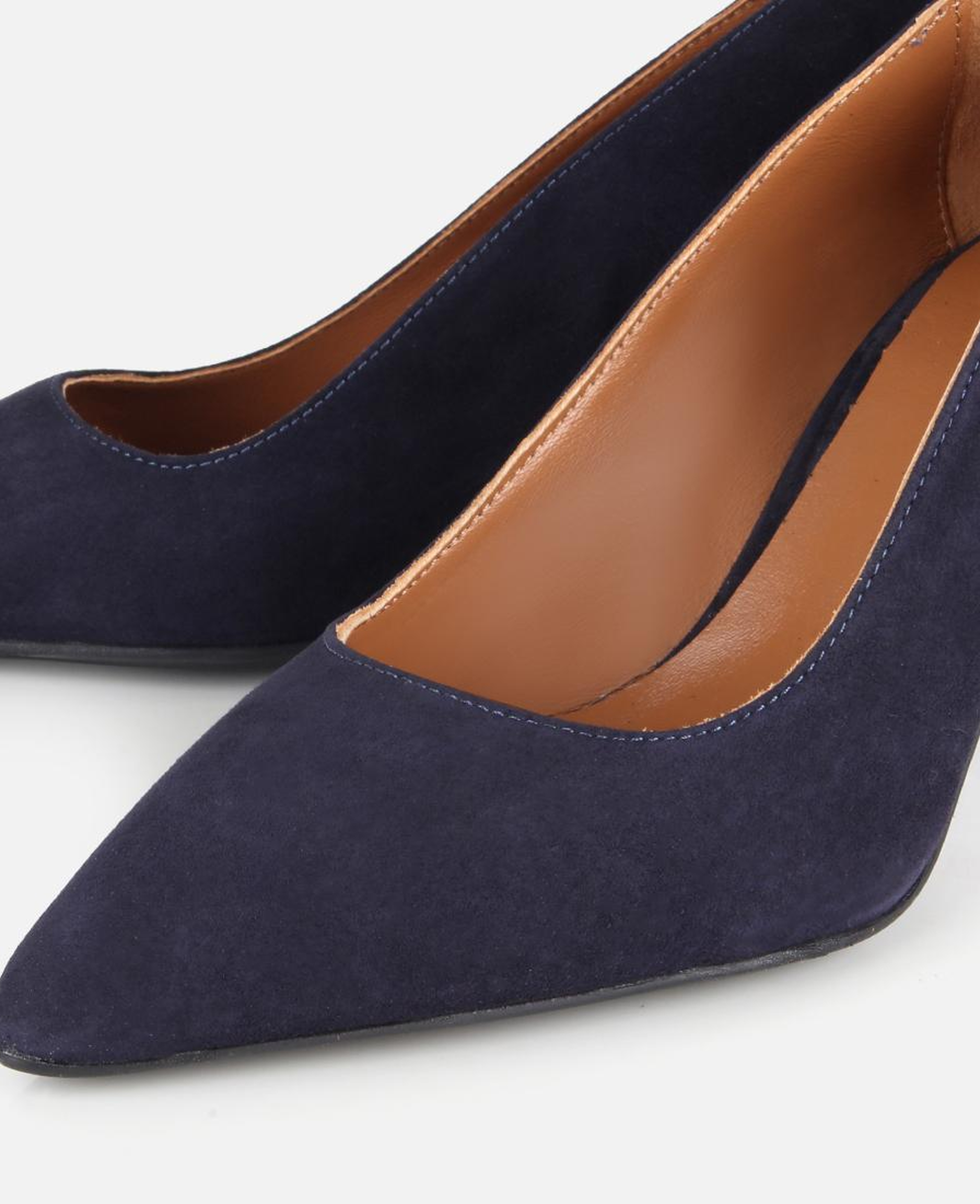 Kadın Süet Deri Lacivert Klasik İnce Topuklu Stiletto