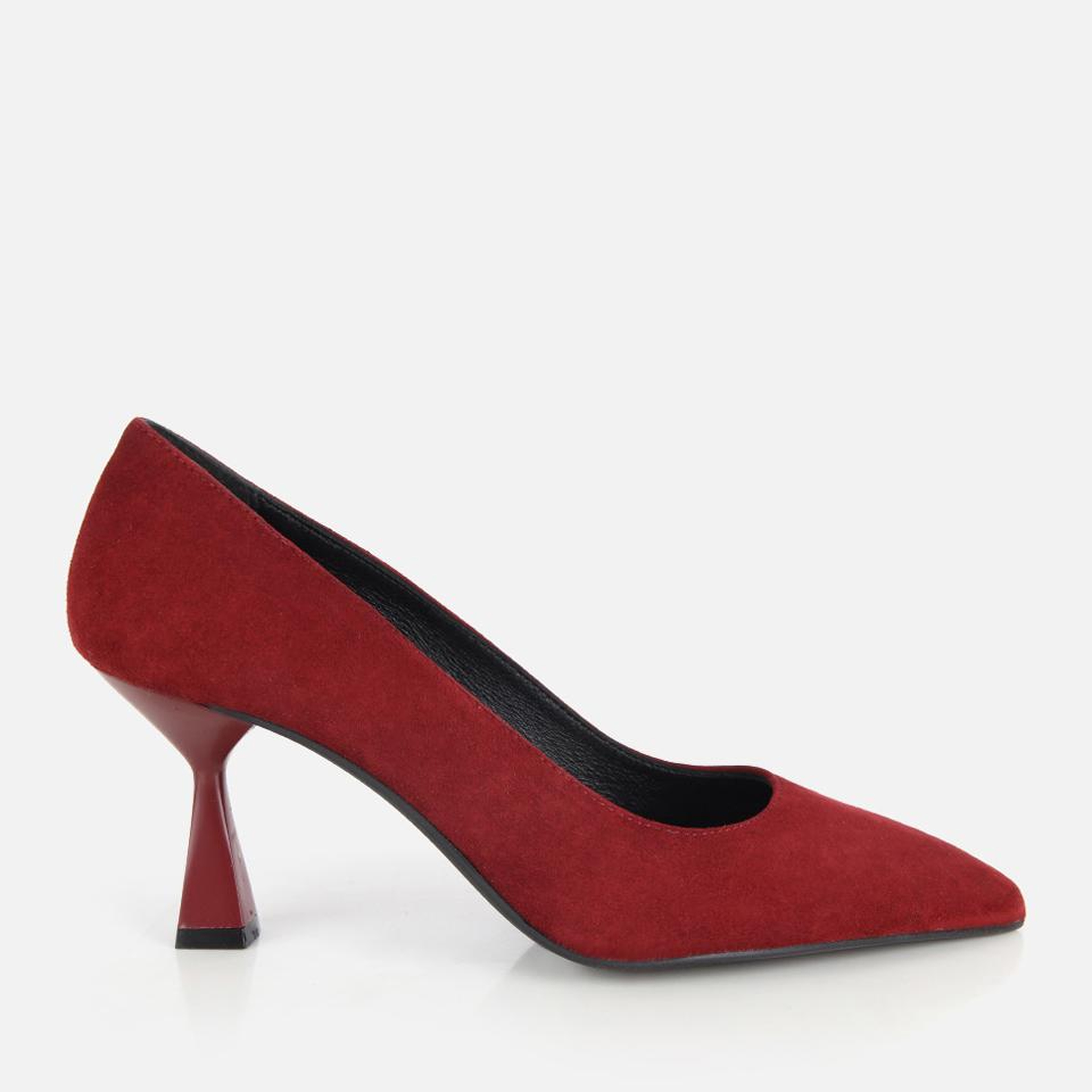 Kadın Süet Deri Bordo Klasik İnce Topuklu Stiletto