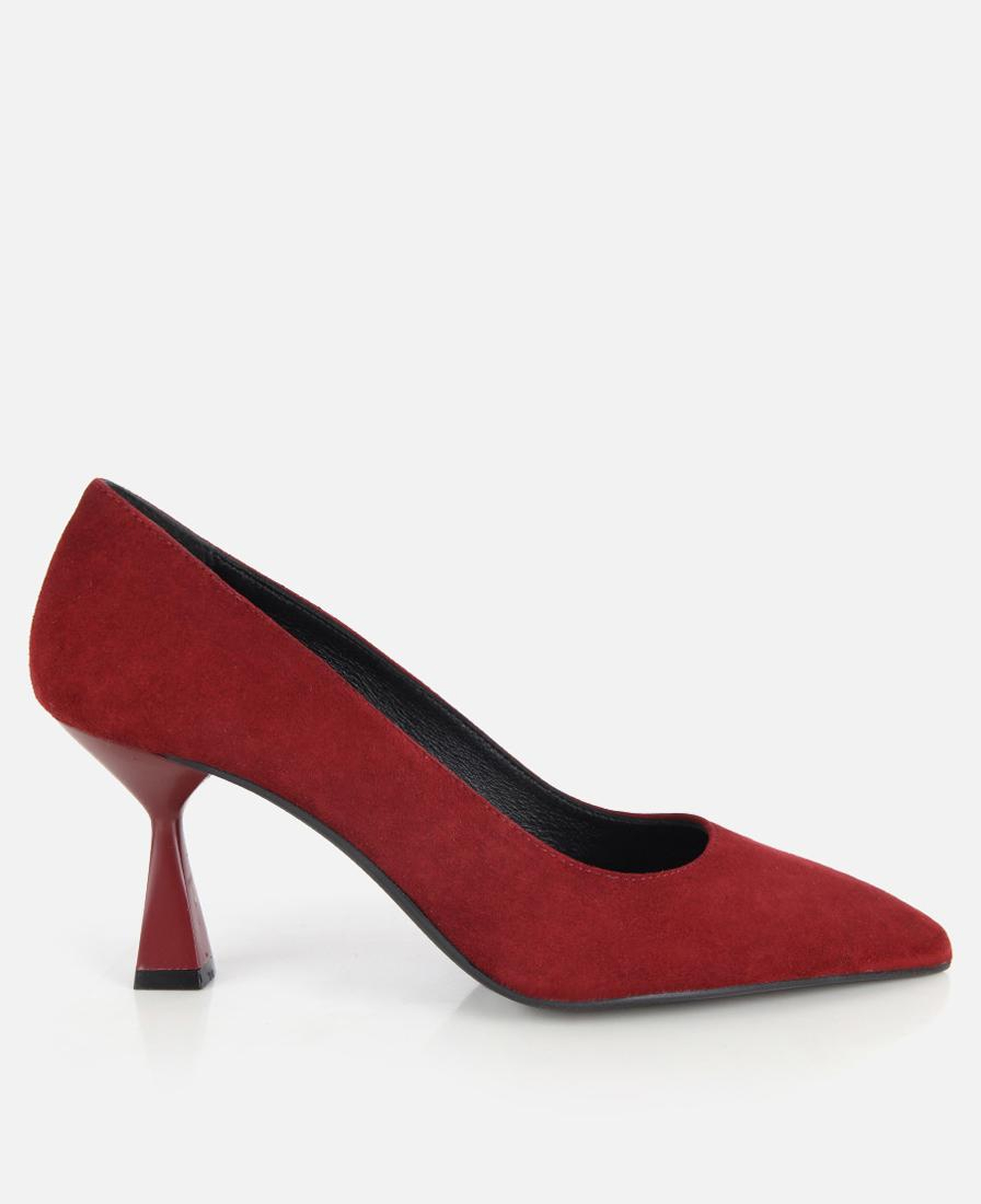 Kadın Süet Deri Bordo Klasik İnce Topuklu Stiletto