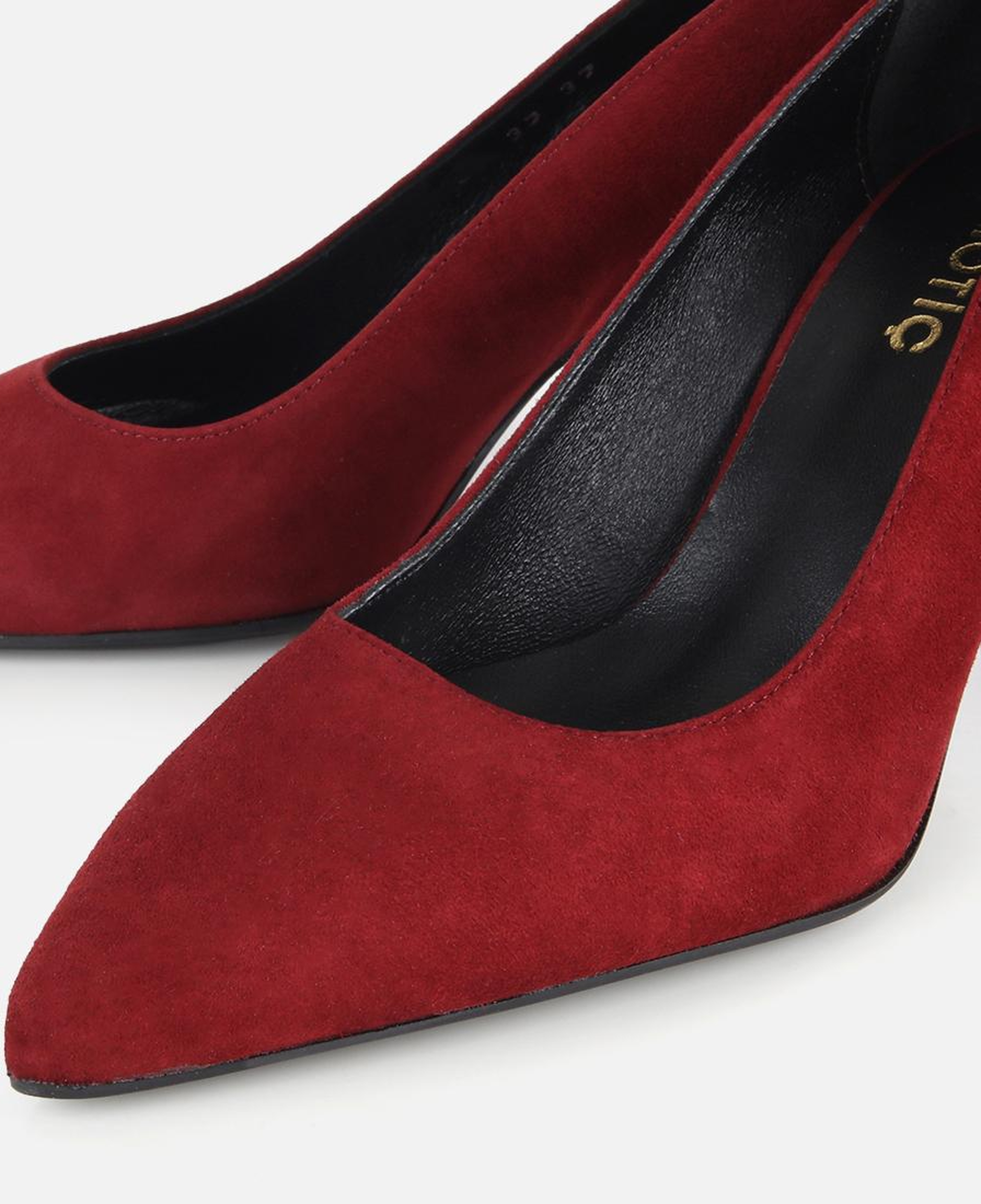 Kadın Süet Deri Bordo Klasik İnce Topuklu Stiletto