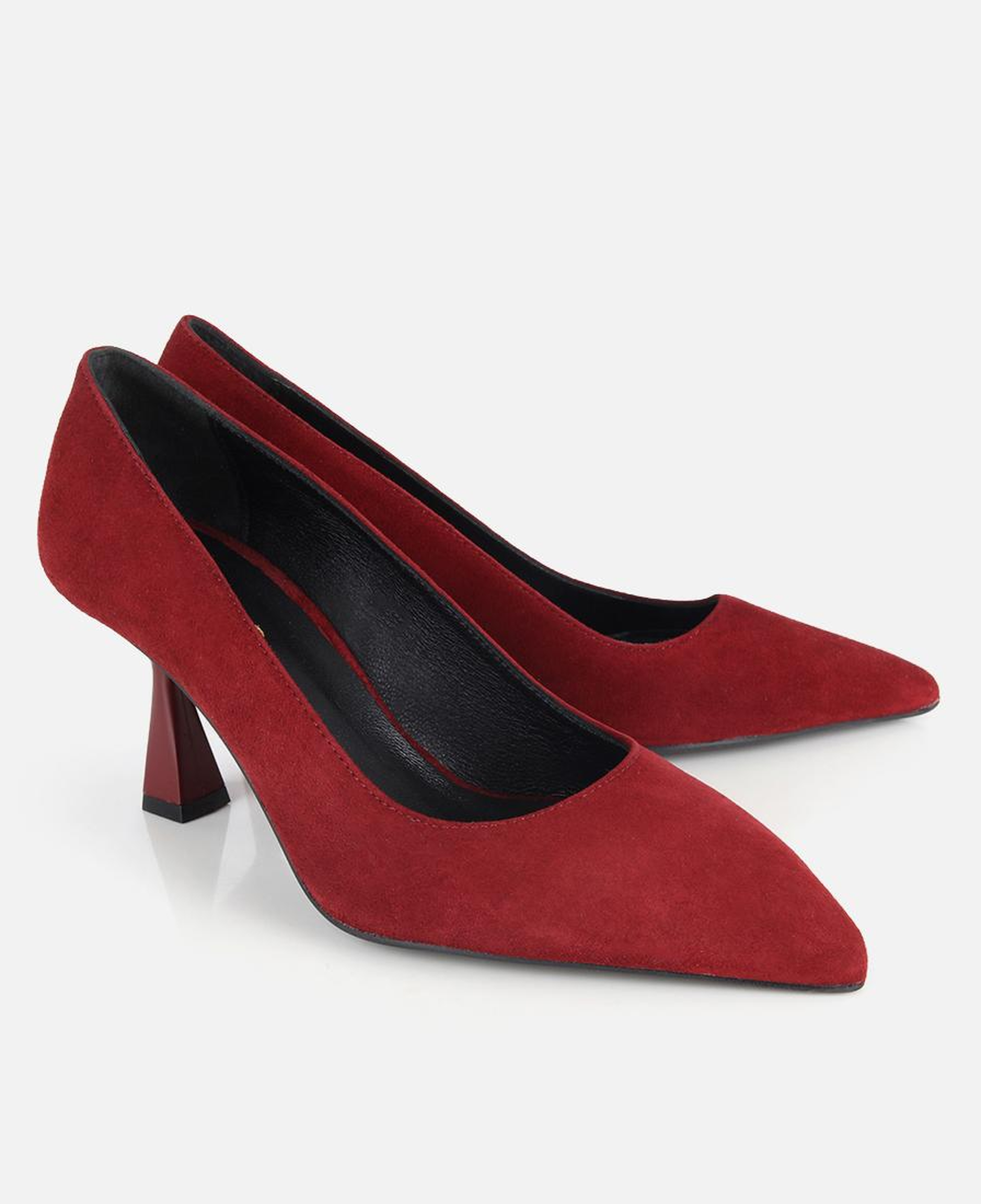 Kadın Süet Deri Bordo Klasik İnce Topuklu Stiletto