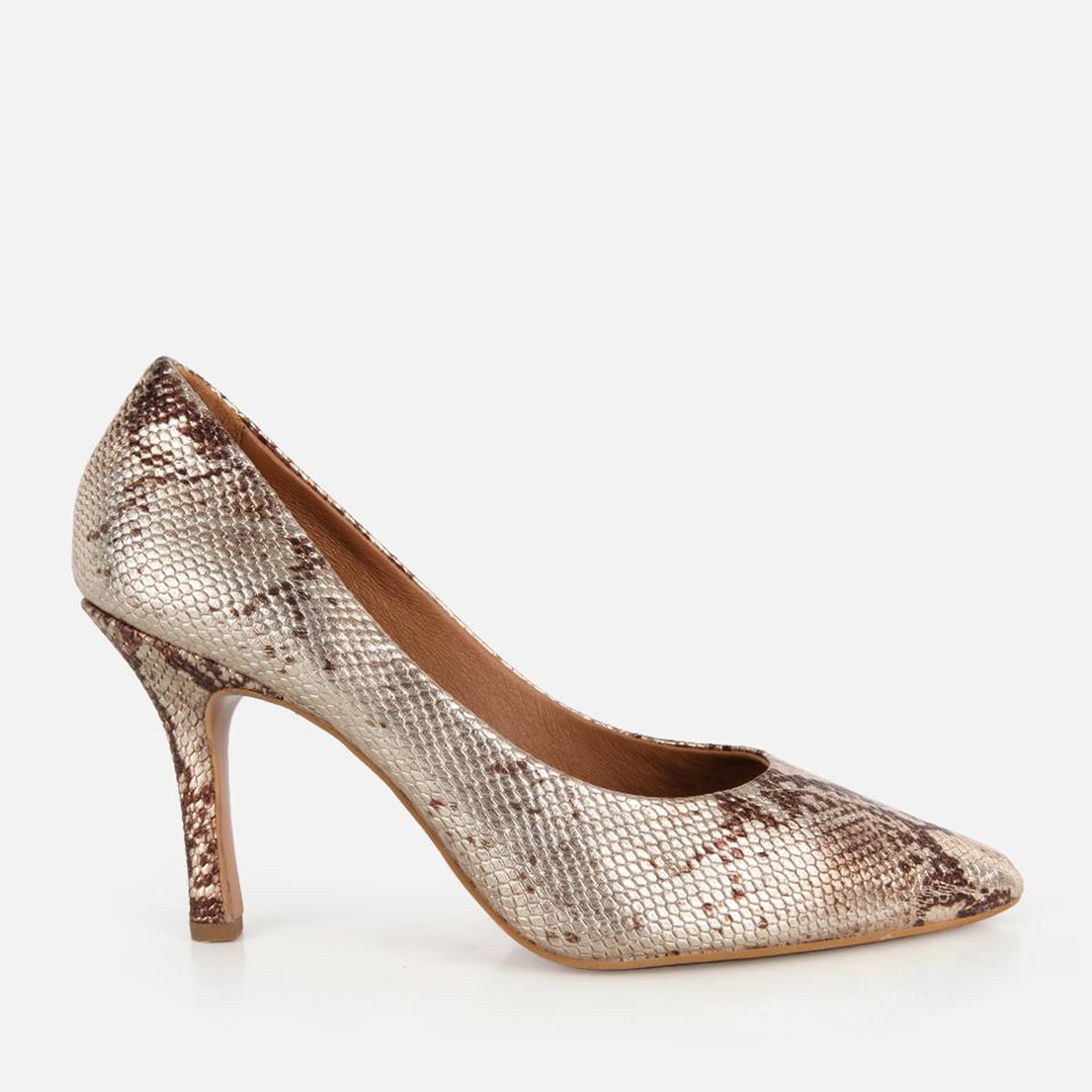 Kadın Deri Gold İnce Topuklu Stiletto