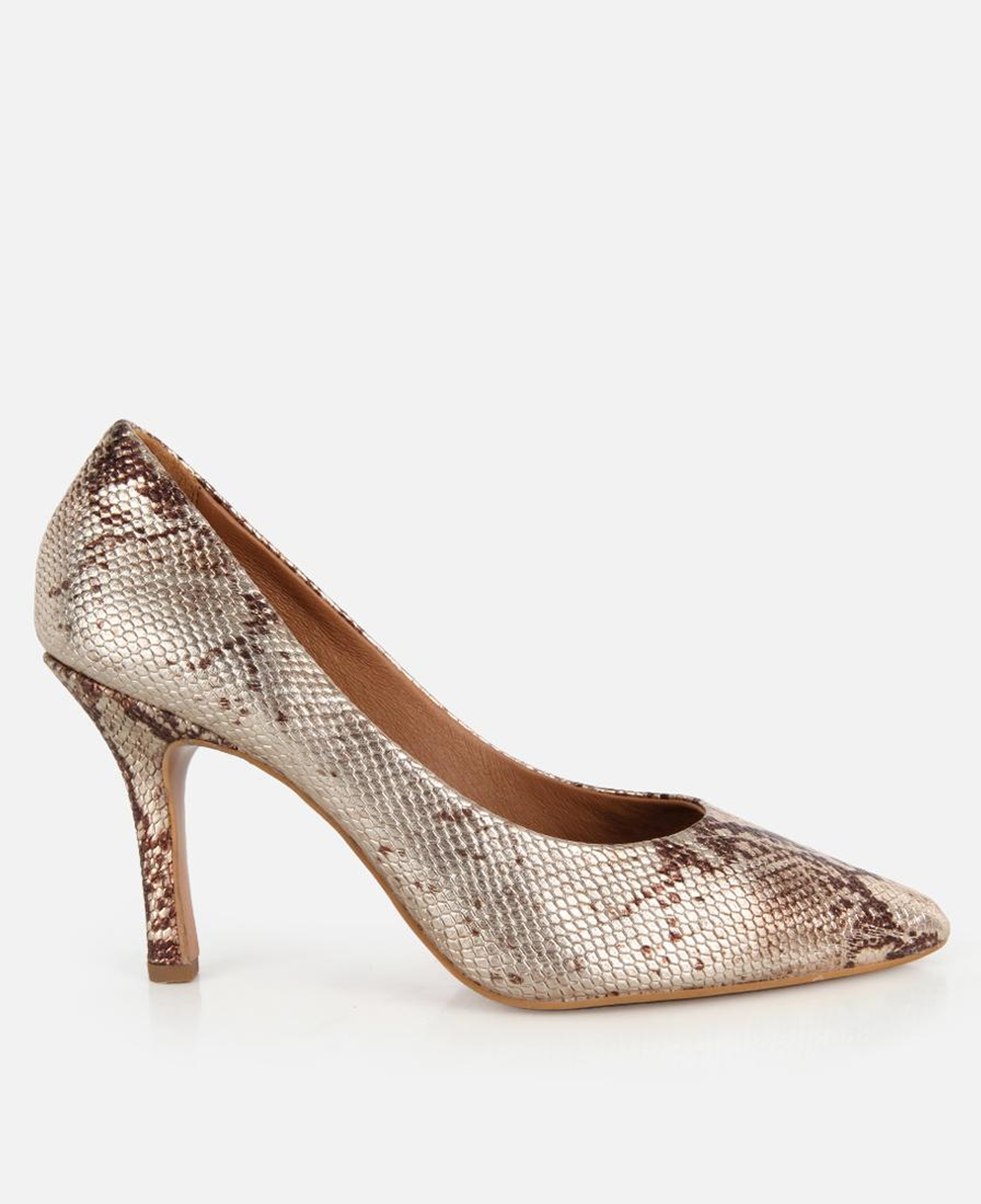 Kadın Deri Gold İnce Topuklu Stiletto