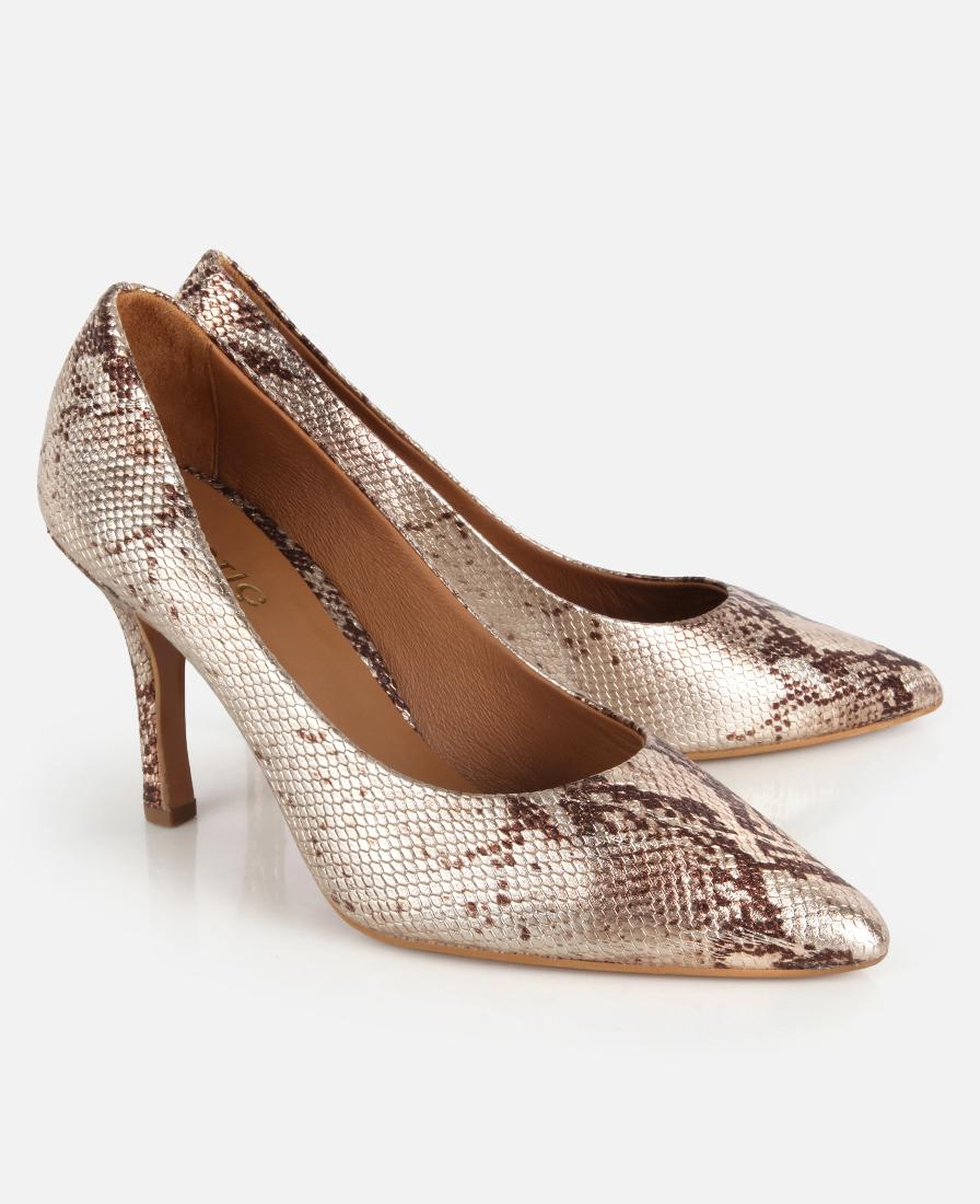 Kadın Deri Gold İnce Topuklu Stiletto