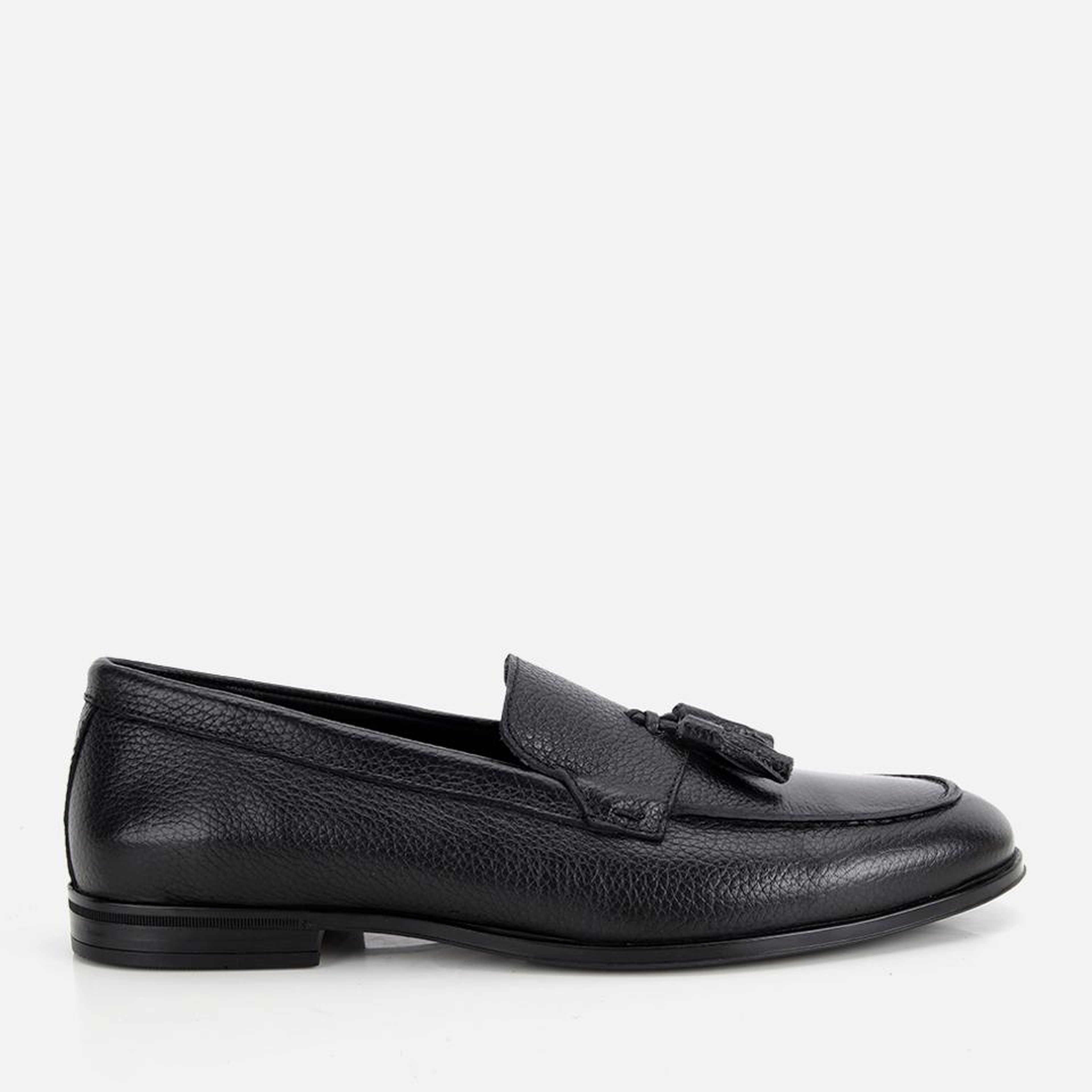 Erkek Deri Siyah Yumuşak Dokulu Püskül Detaylı Klasik Loafer