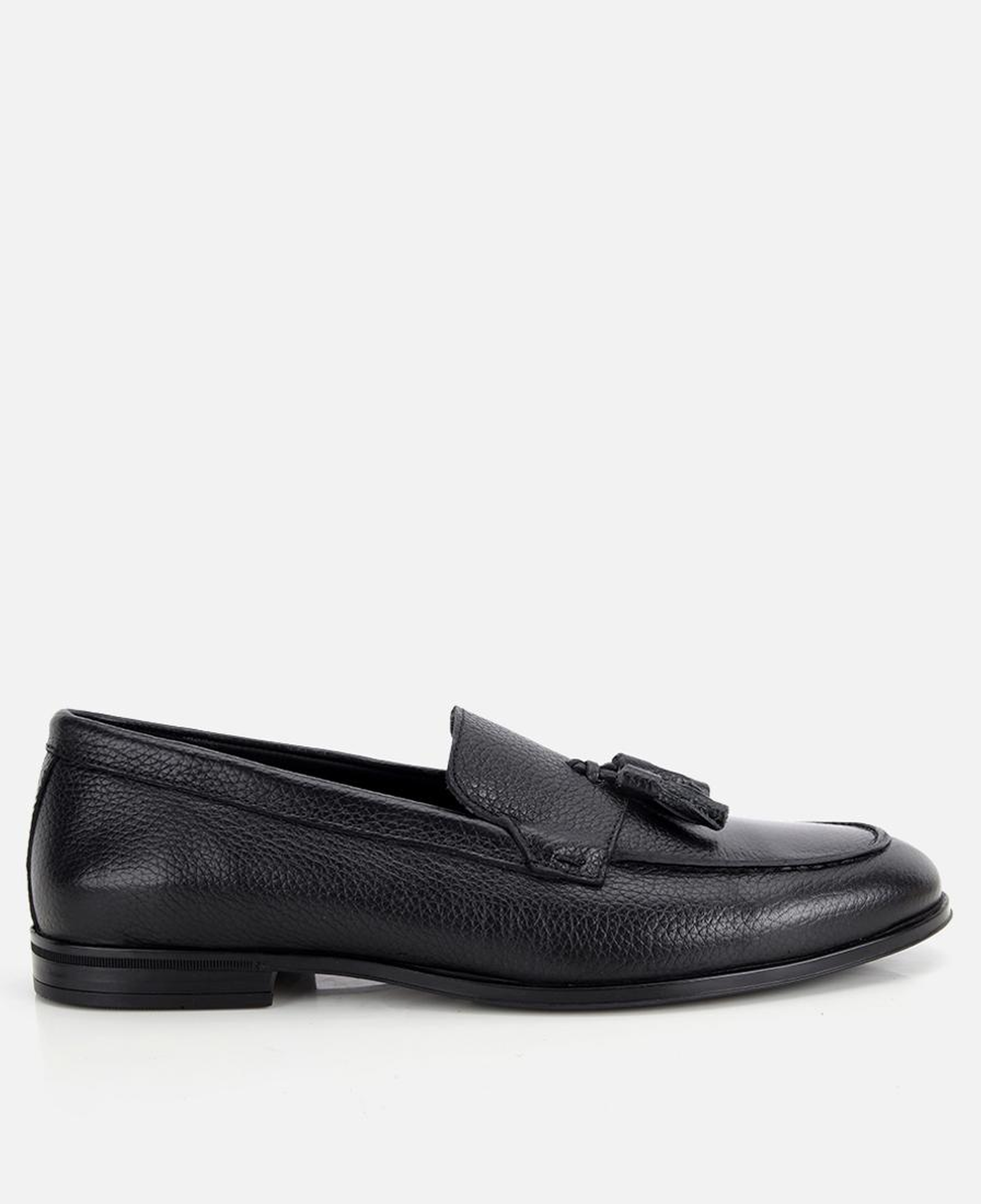 Erkek Deri Siyah Yumuşak Dokulu Püskül Detaylı Klasik Loafer