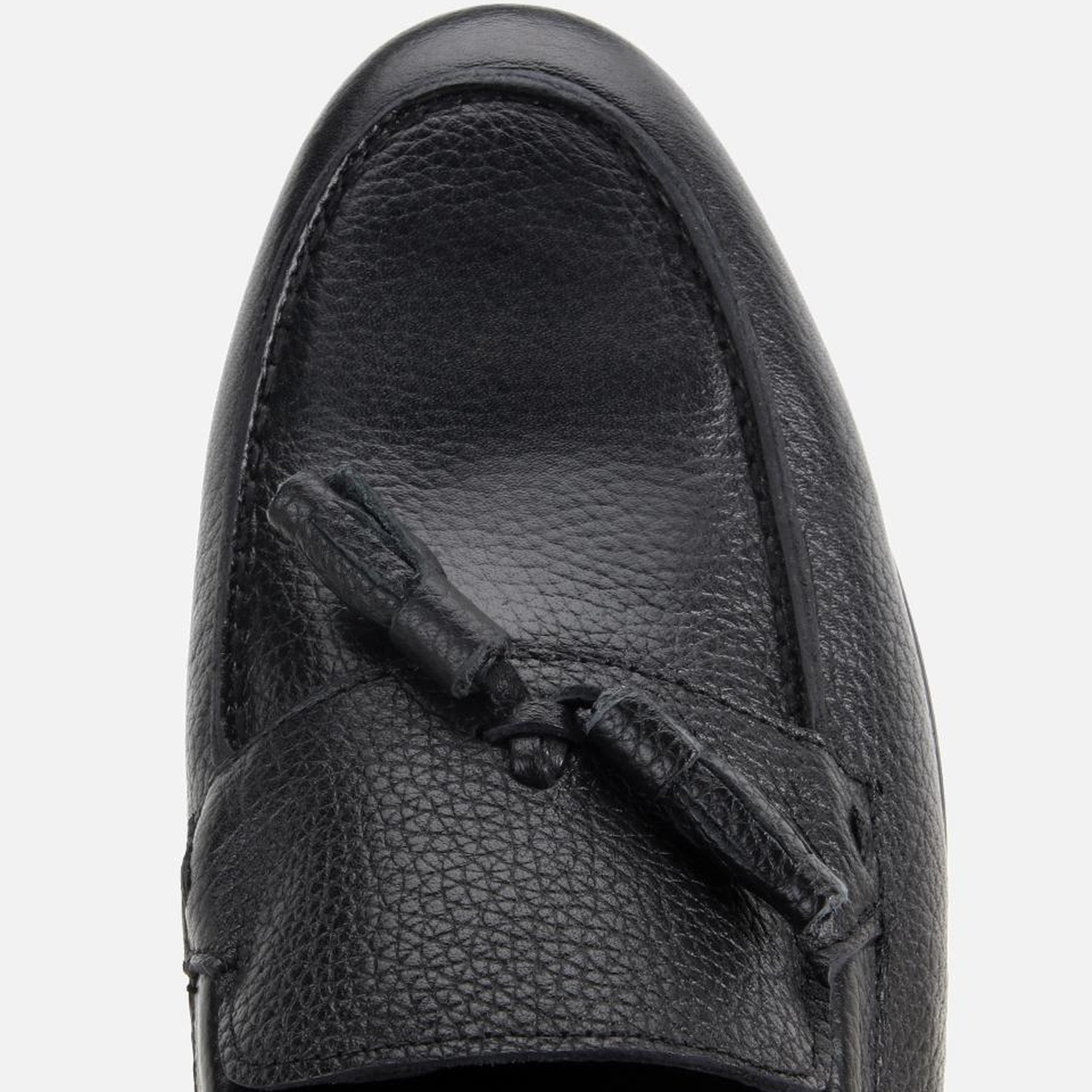 Erkek Deri Siyah Yumuşak Dokulu Püskül Detaylı Klasik Loafer
