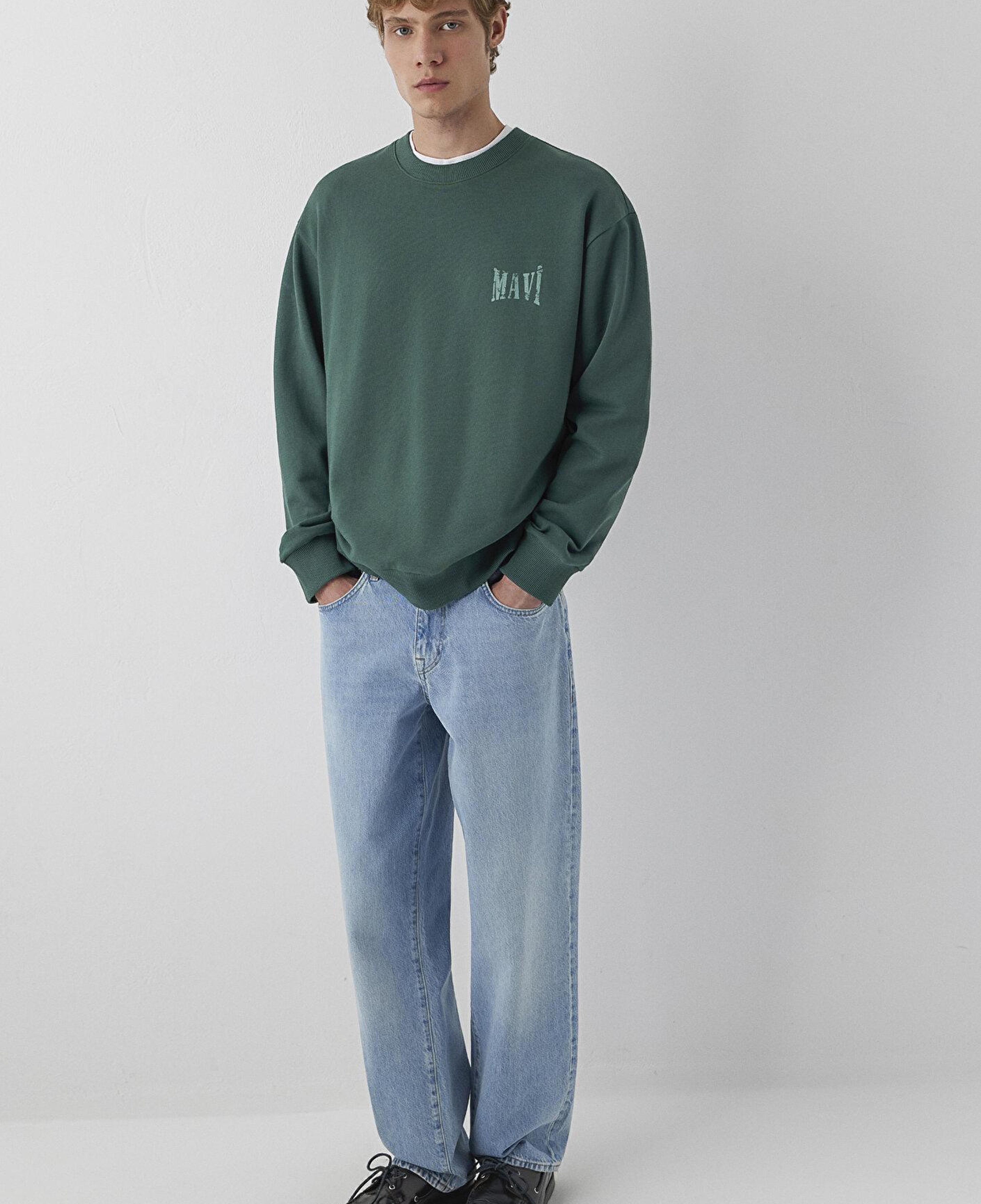 Mavi Mavi Logo Yeşil Sweatshirt 0S10659-71580