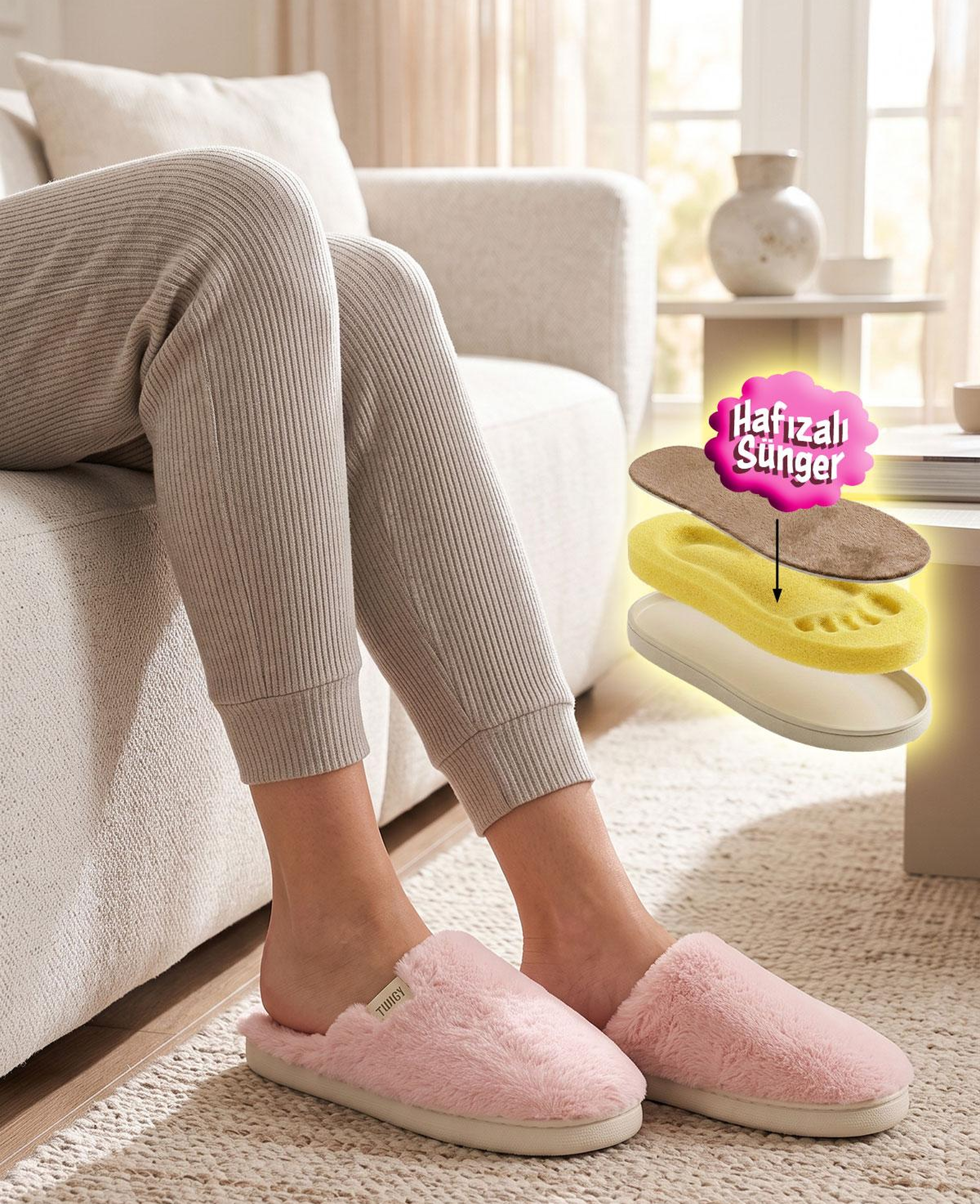 Elis Peluş Kadın Ev Terliği Pembe 36/41