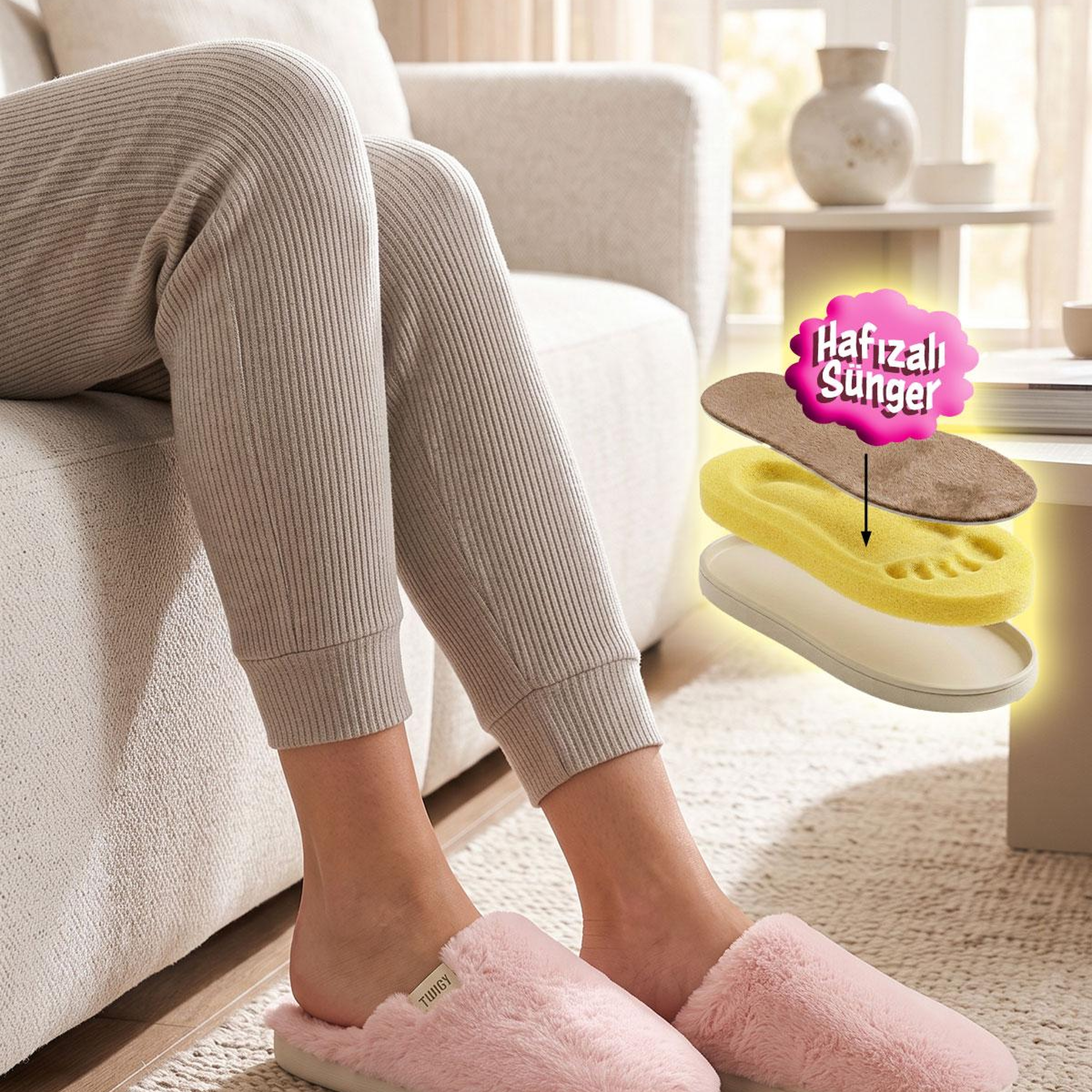 Elis Peluş Kadın Ev Terliği Pembe 36/41