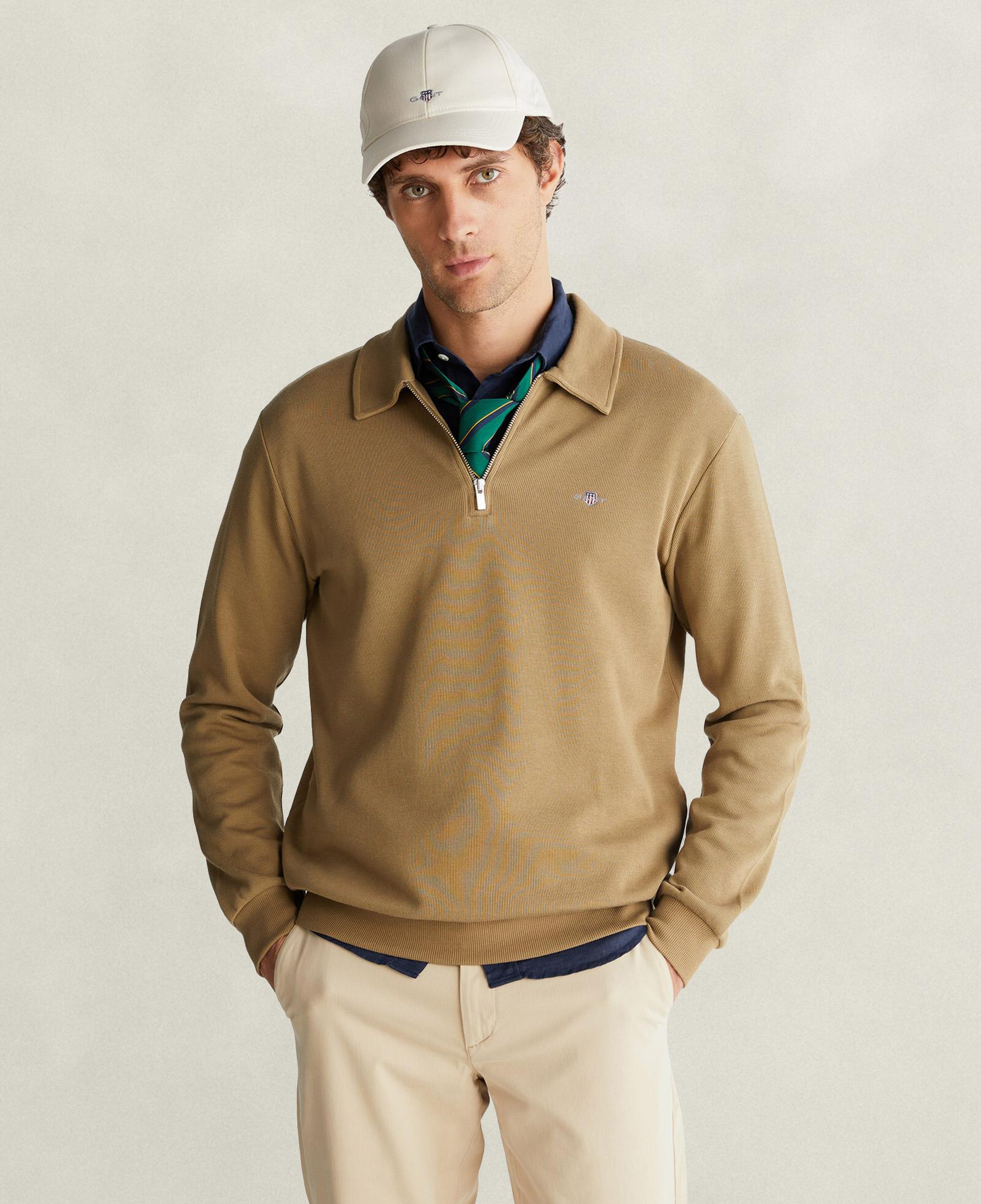GANT Erkek Kahverengi Yarım Fermuarlı Sweatshirt