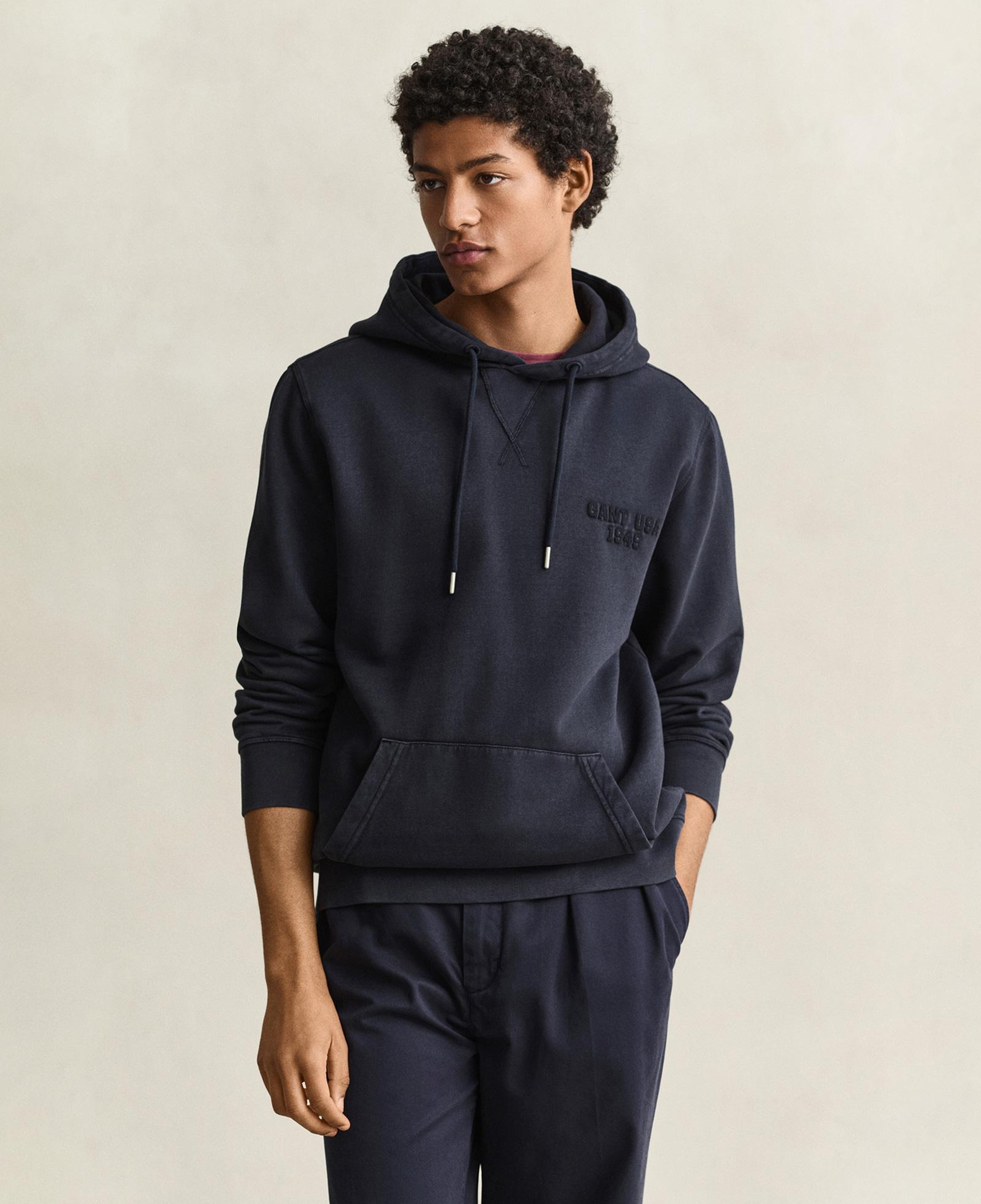 GANT Erkek Lacivert Kapüşonlu %100 Pamuk Sweatshirt