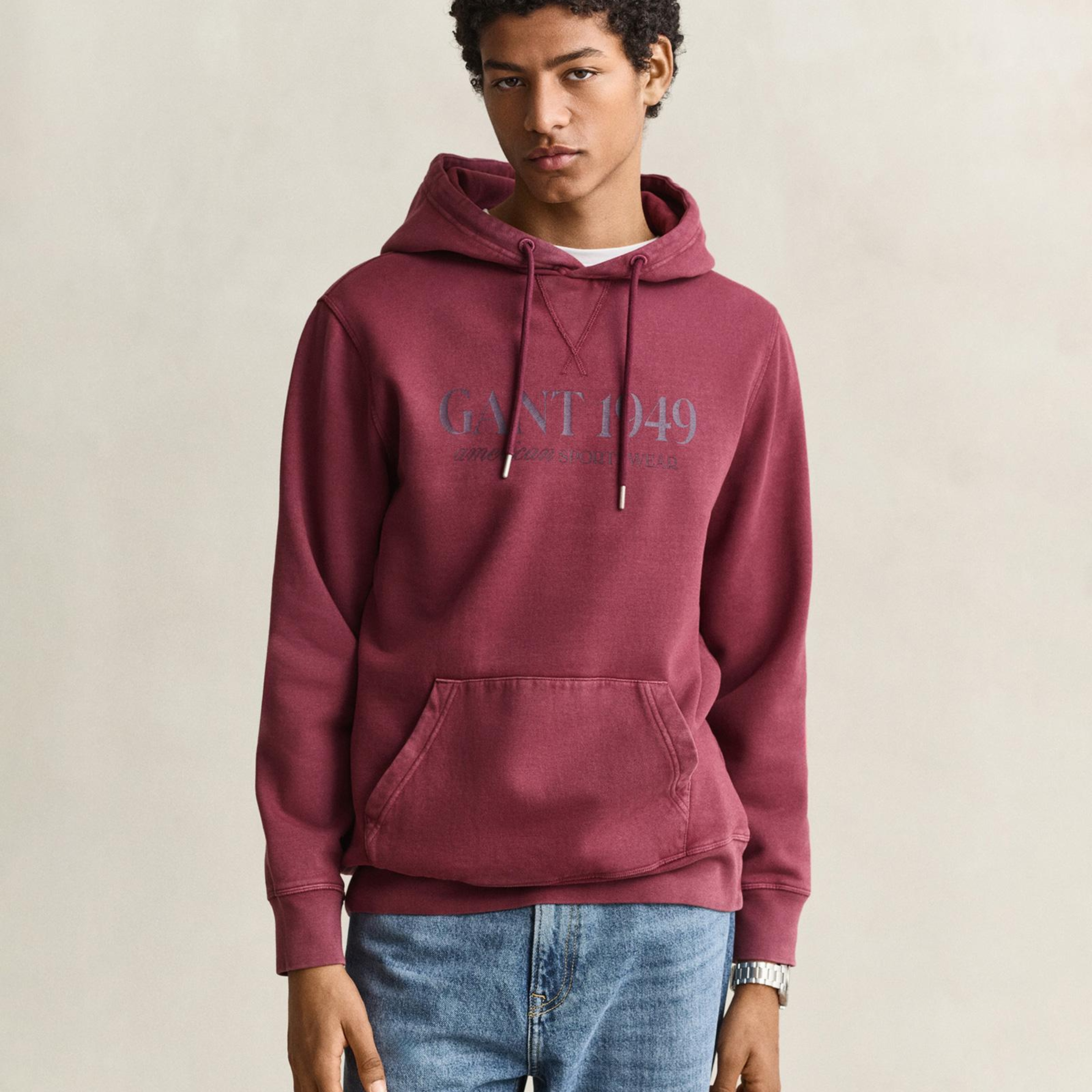 GANT Erkek Kırmızı Kapüşonlu Sweatshirt