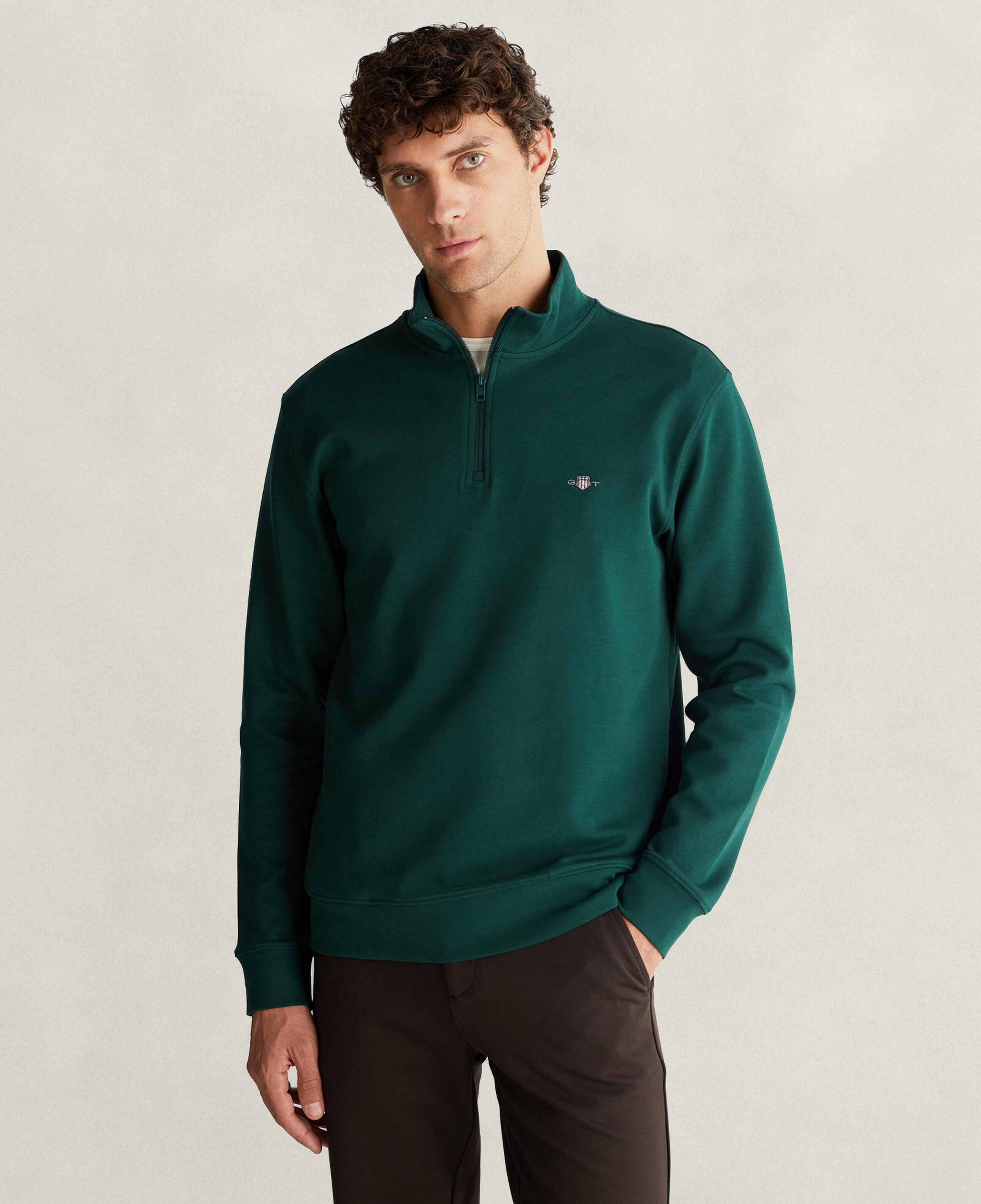 GANT Erkek Yeşil Yarım Fermuarlı Sweatshirt