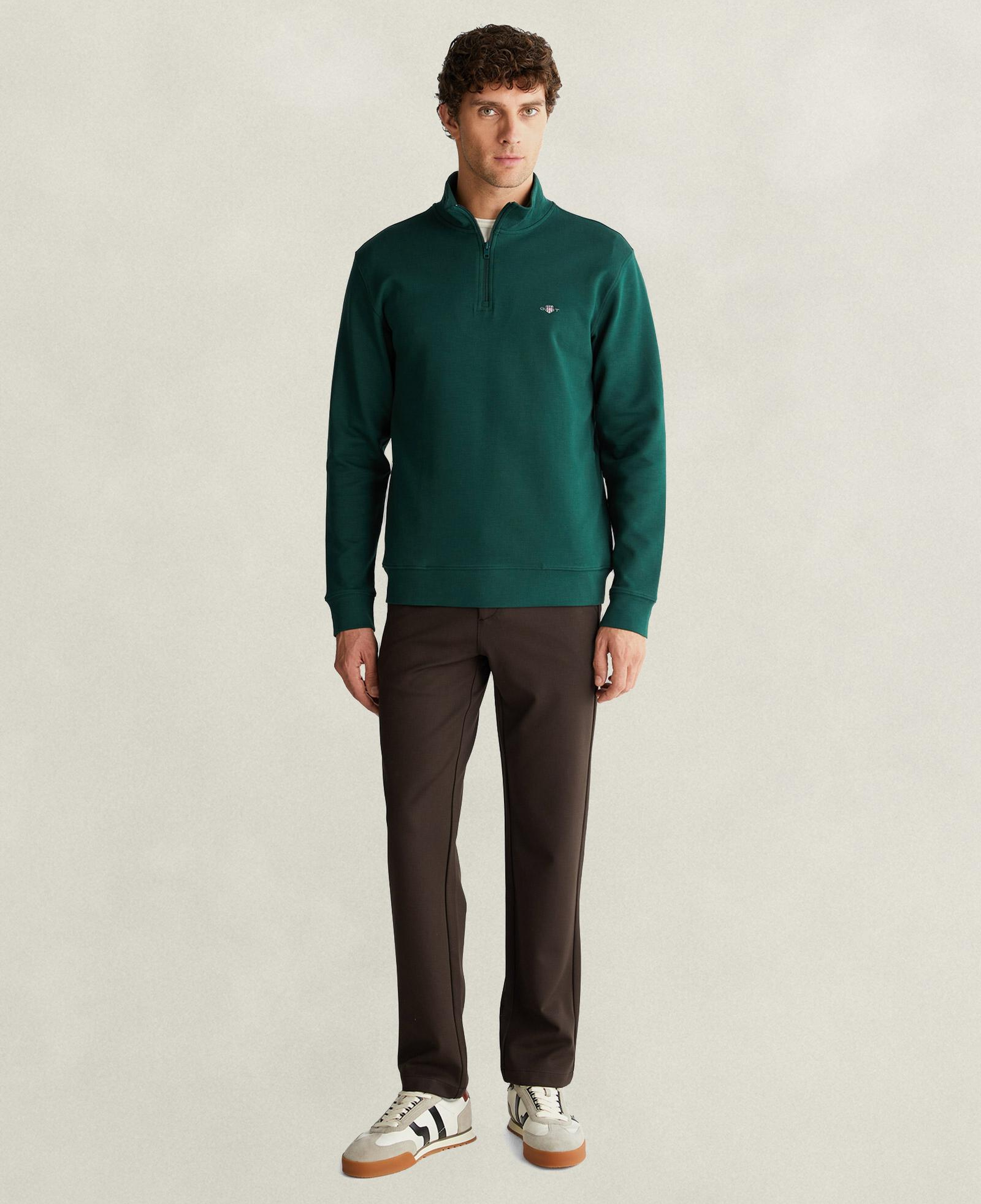 GANT Erkek Yeşil Yarım Fermuarlı Sweatshirt