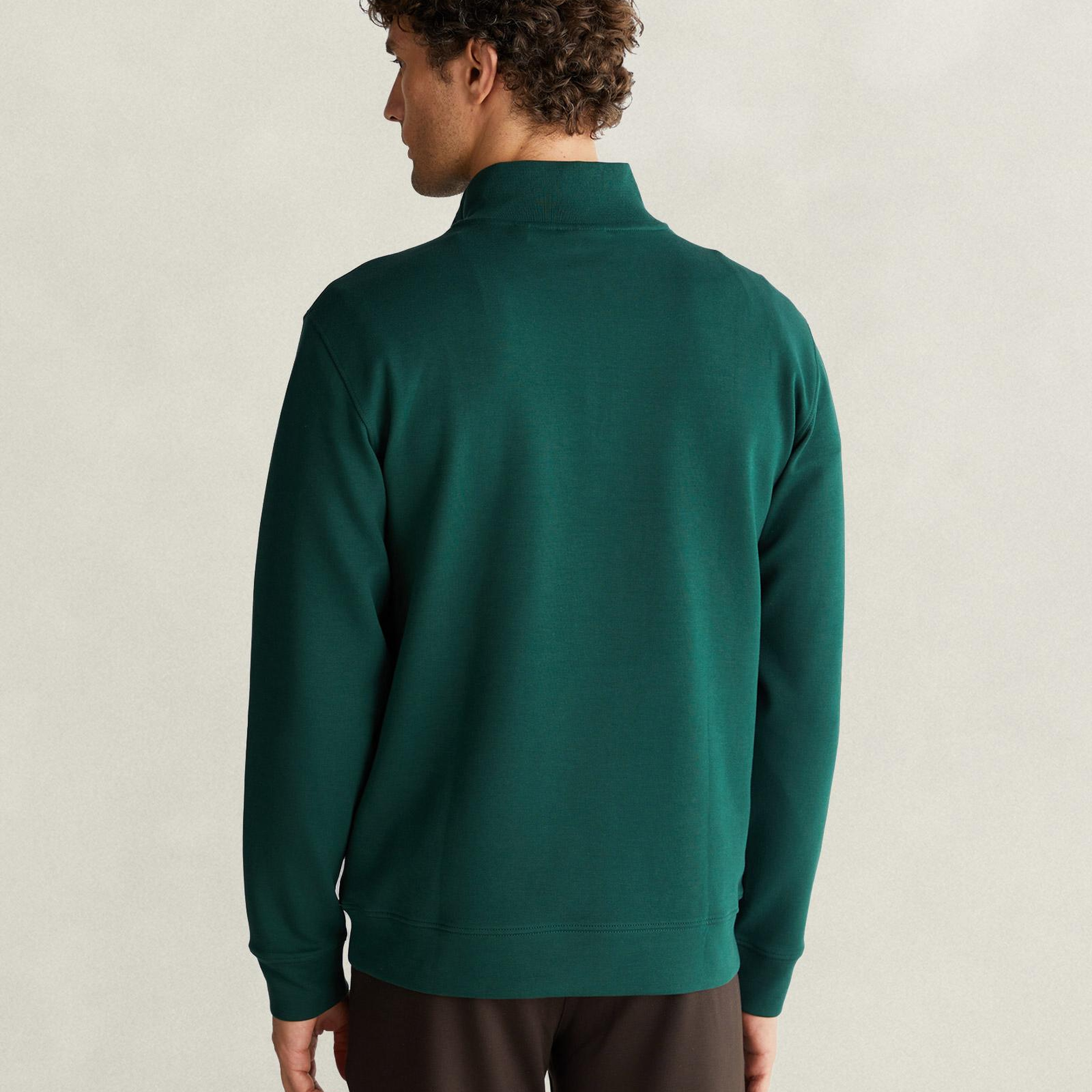 GANT Erkek Yeşil Yarım Fermuarlı Sweatshirt