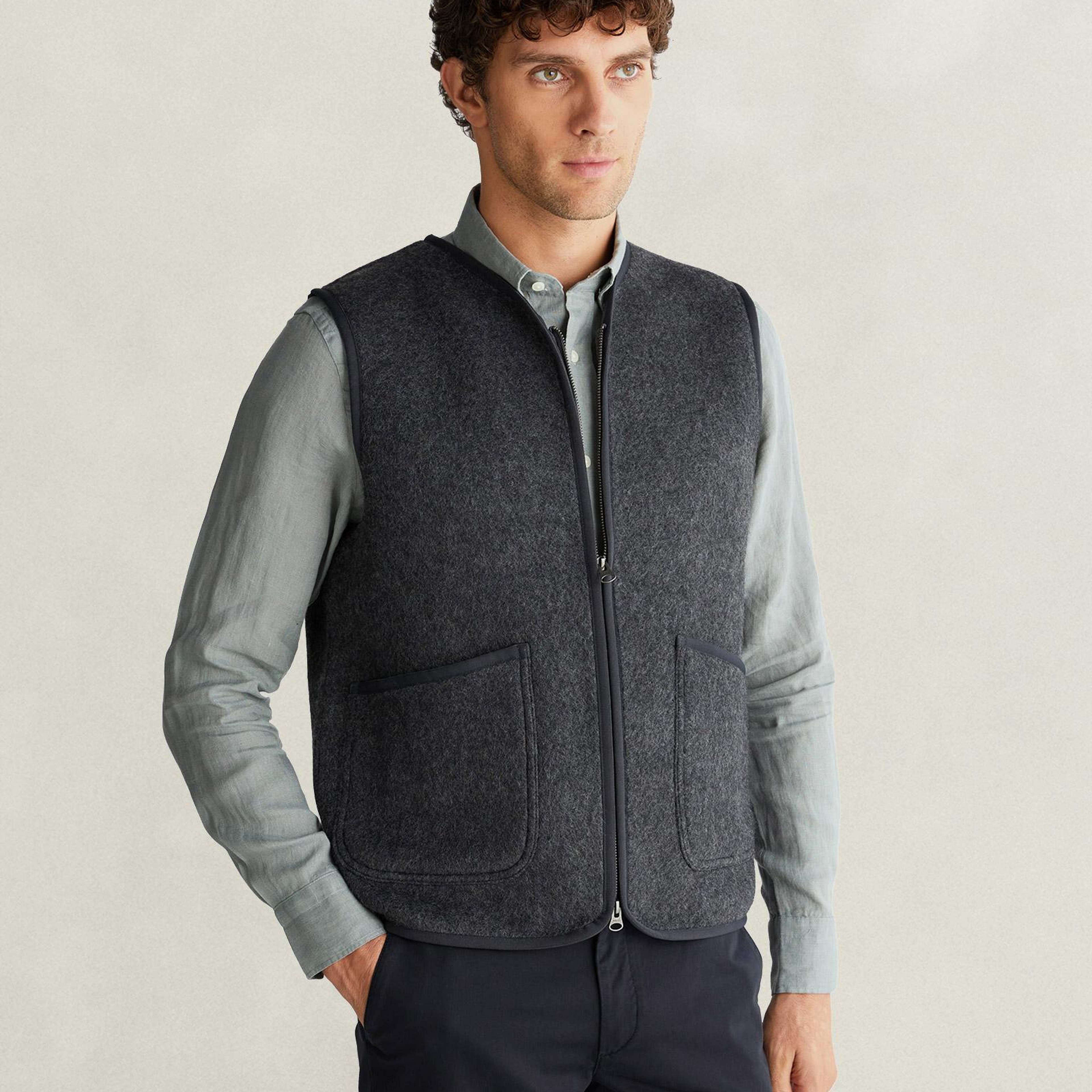 GANT Erkek Gri Regular Fit Yelek