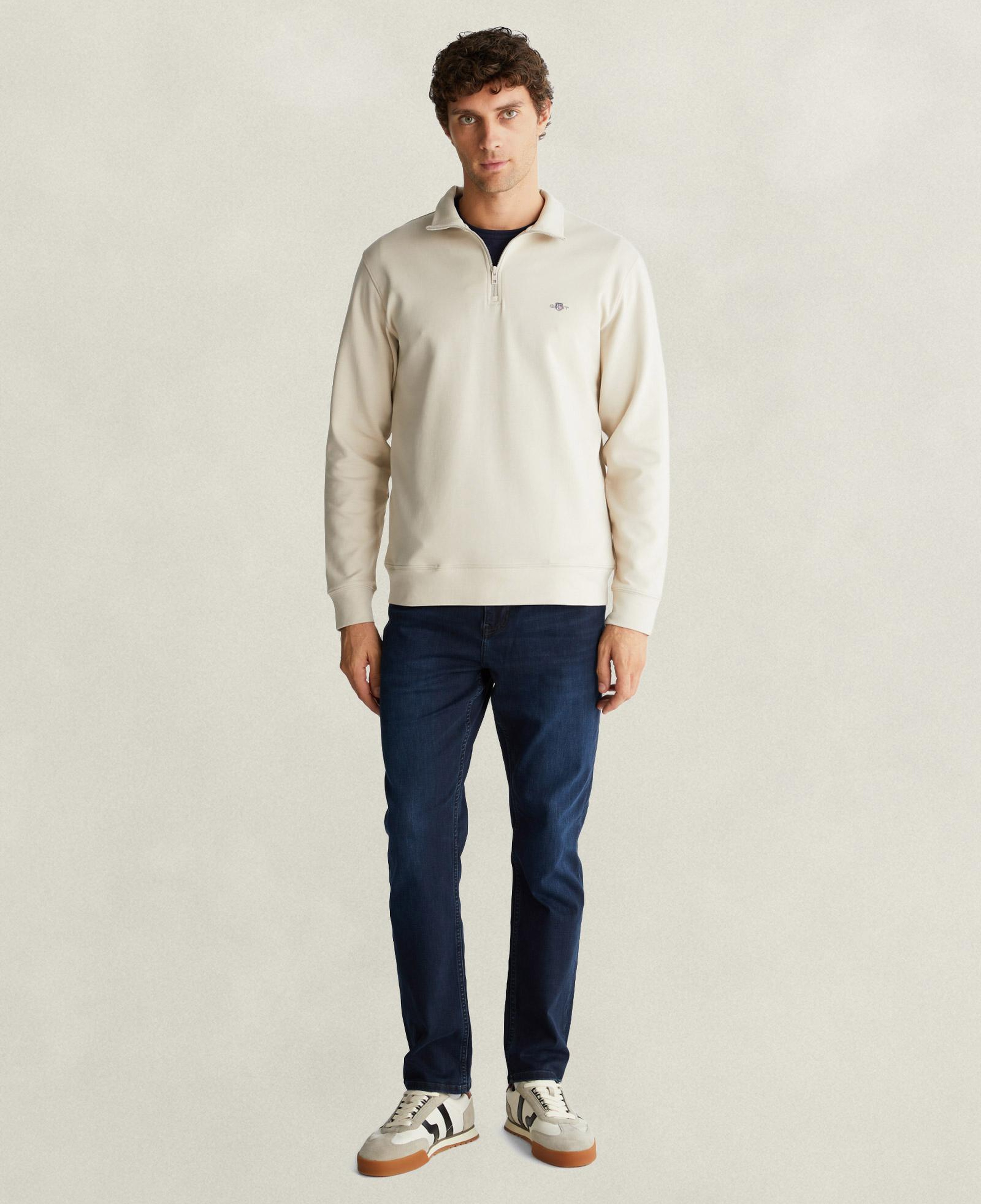 GANT Erkek Bej Yarım Fermuarlı Sweatshirt