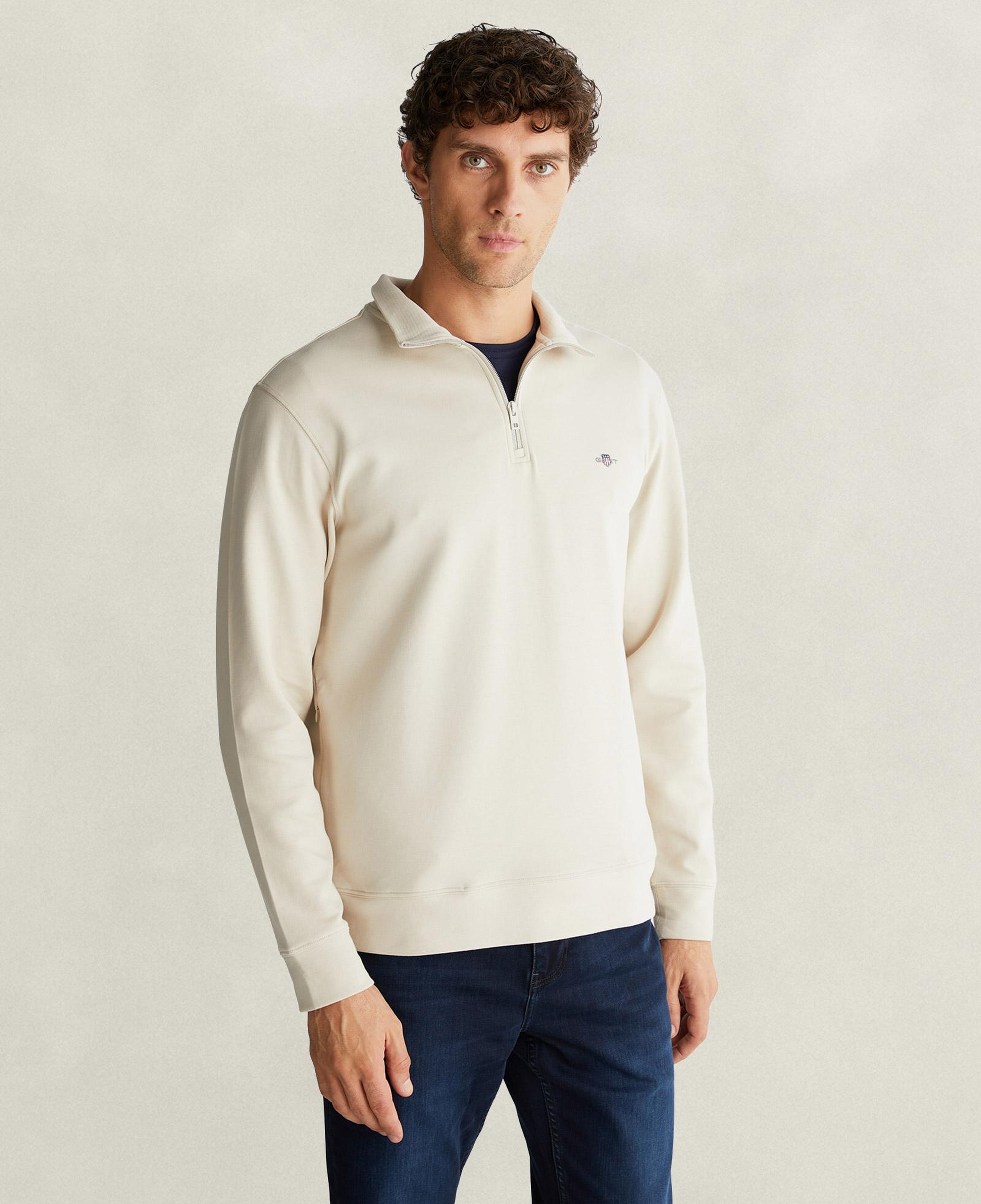 GANT Erkek Bej Yarım Fermuarlı Sweatshirt