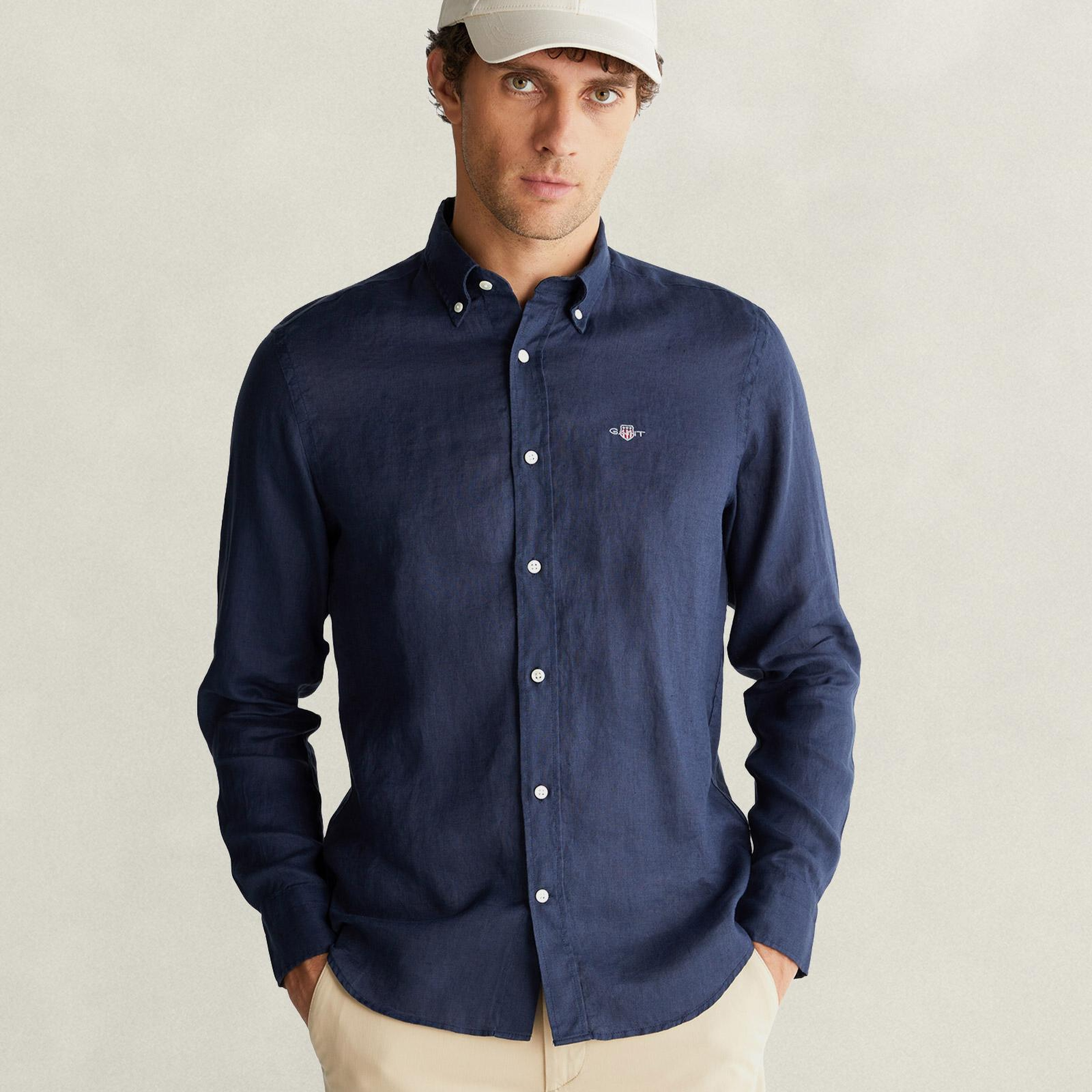 GANT Erkek Lacivert Regular Fit Gömlek