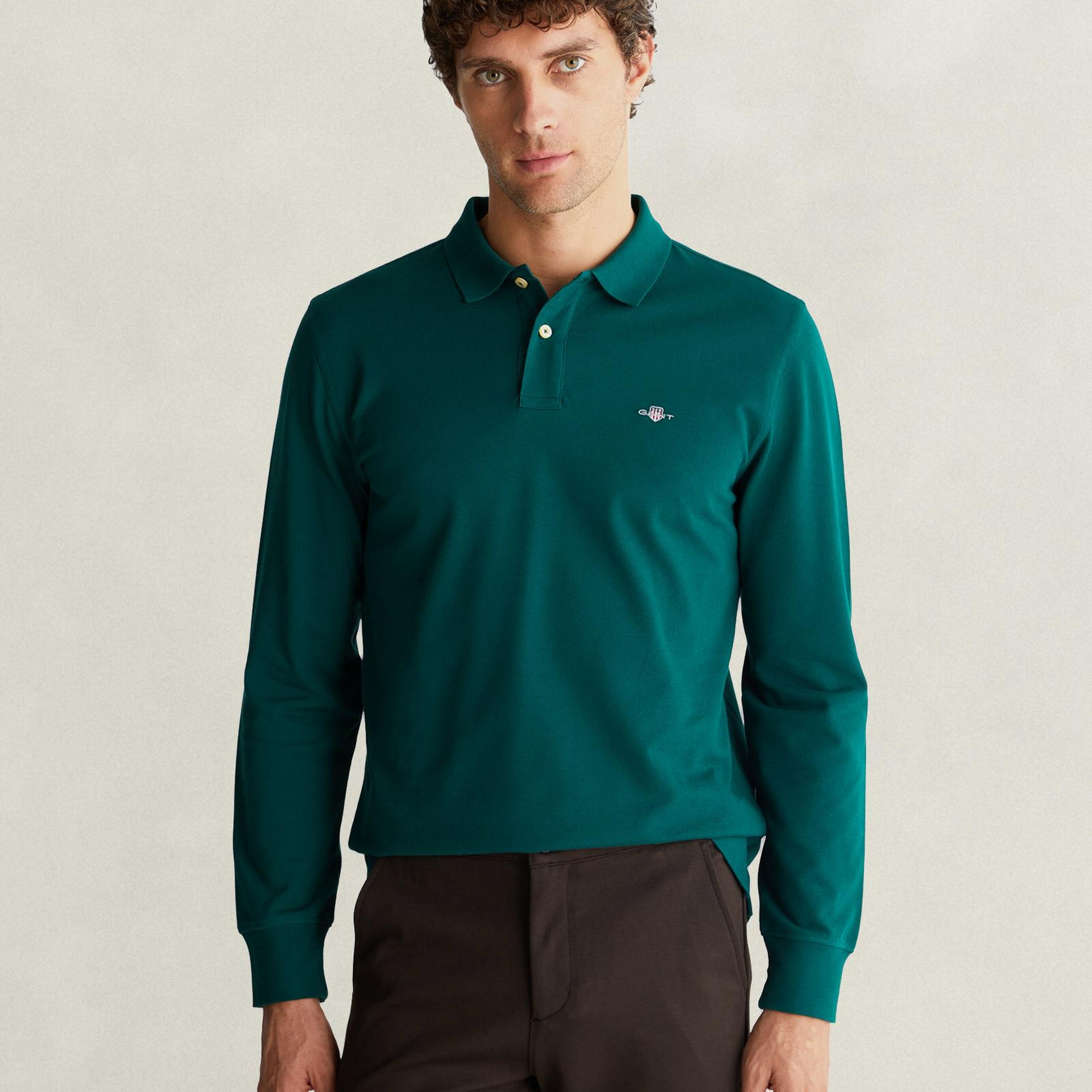 GANT Erkek Yeşil Regular Fit Polo Yaka T-Shirt