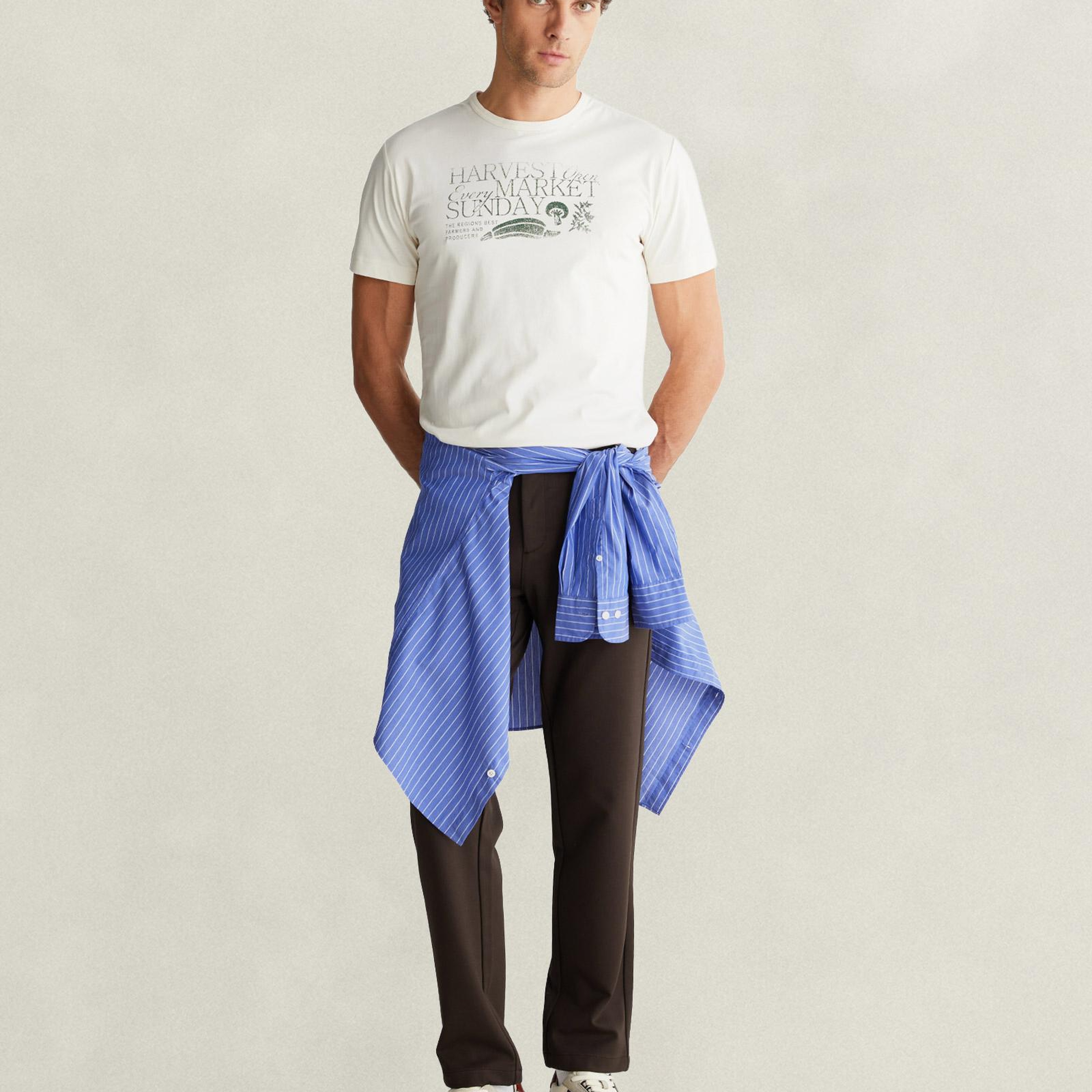 GANT Erkek Krem Regular Fit T-Shirt