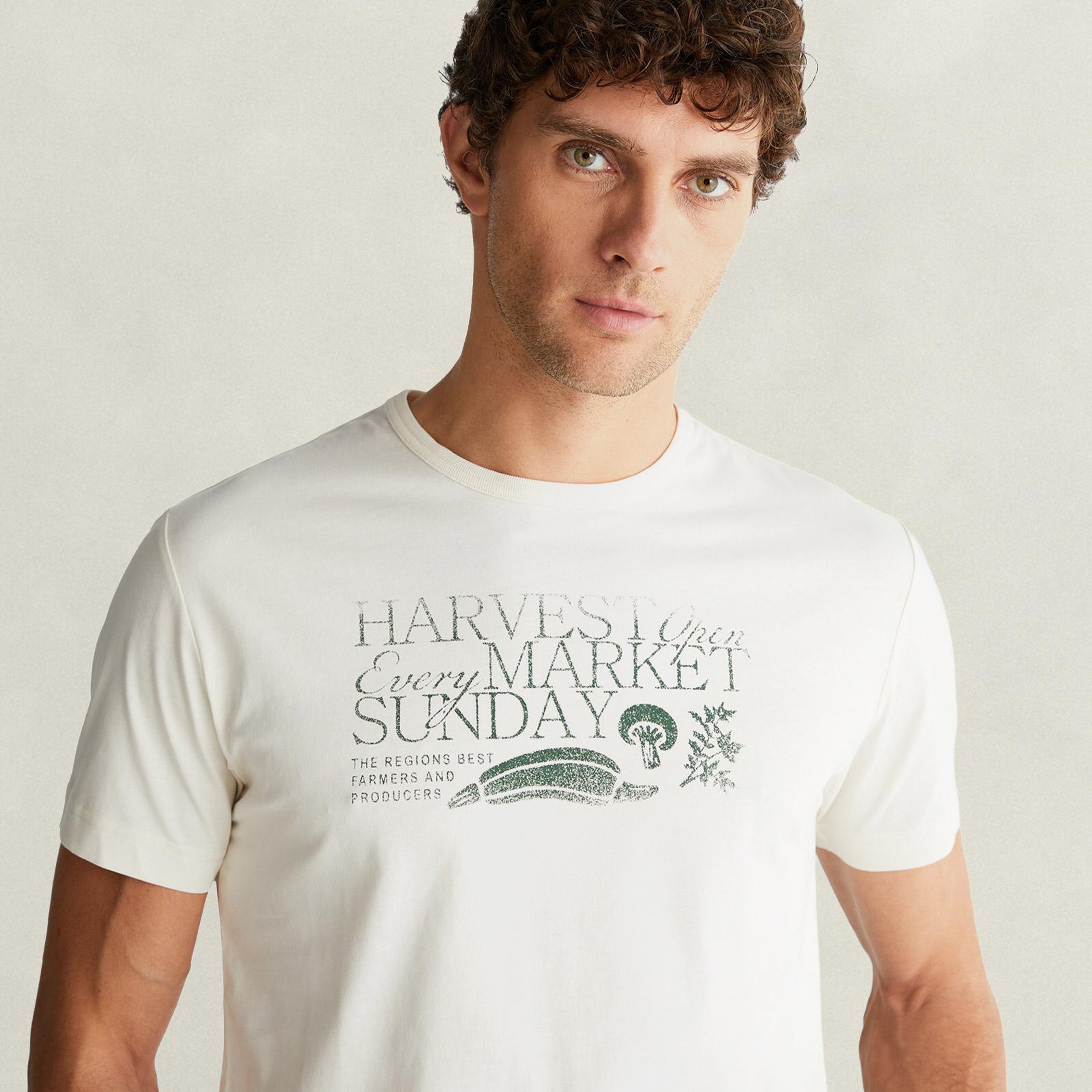 GANT Erkek Krem Regular Fit T-Shirt