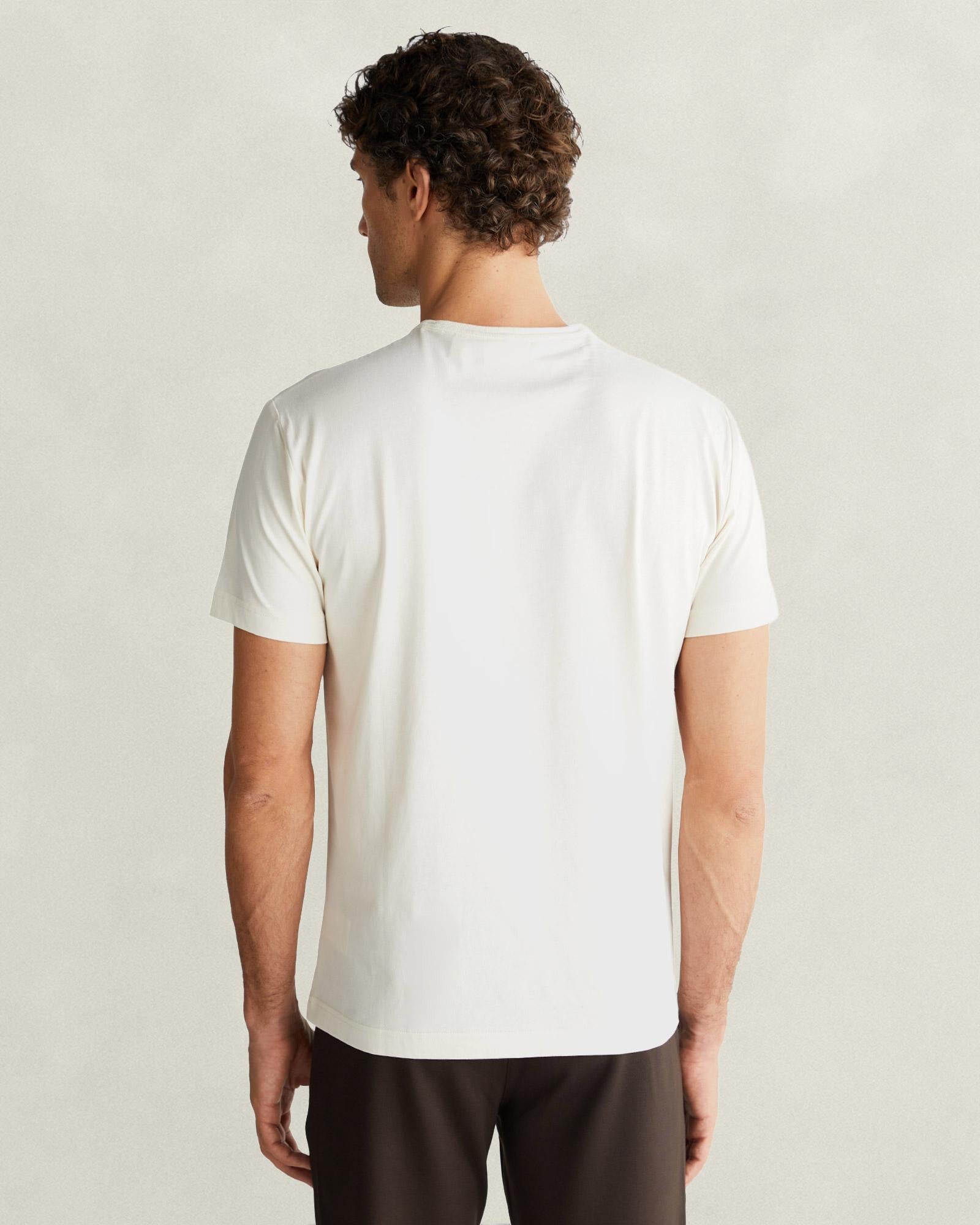 GANT Erkek Krem Regular Fit T-Shirt