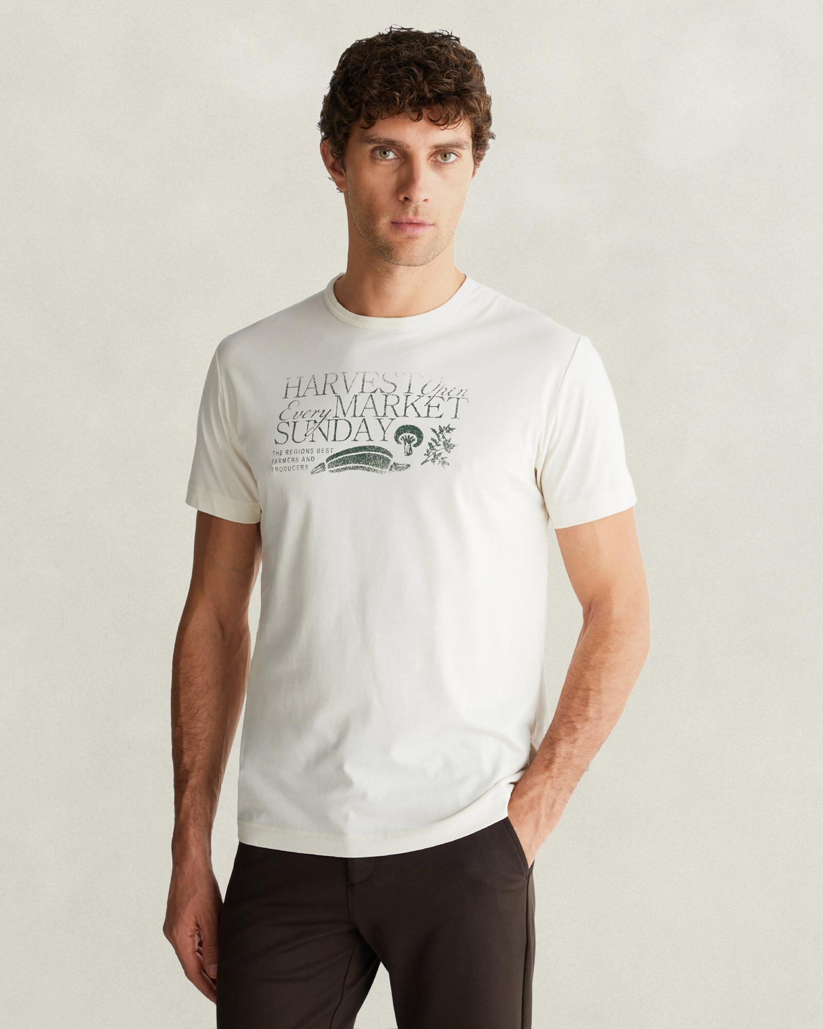 GANT Erkek Krem Regular Fit T-Shirt