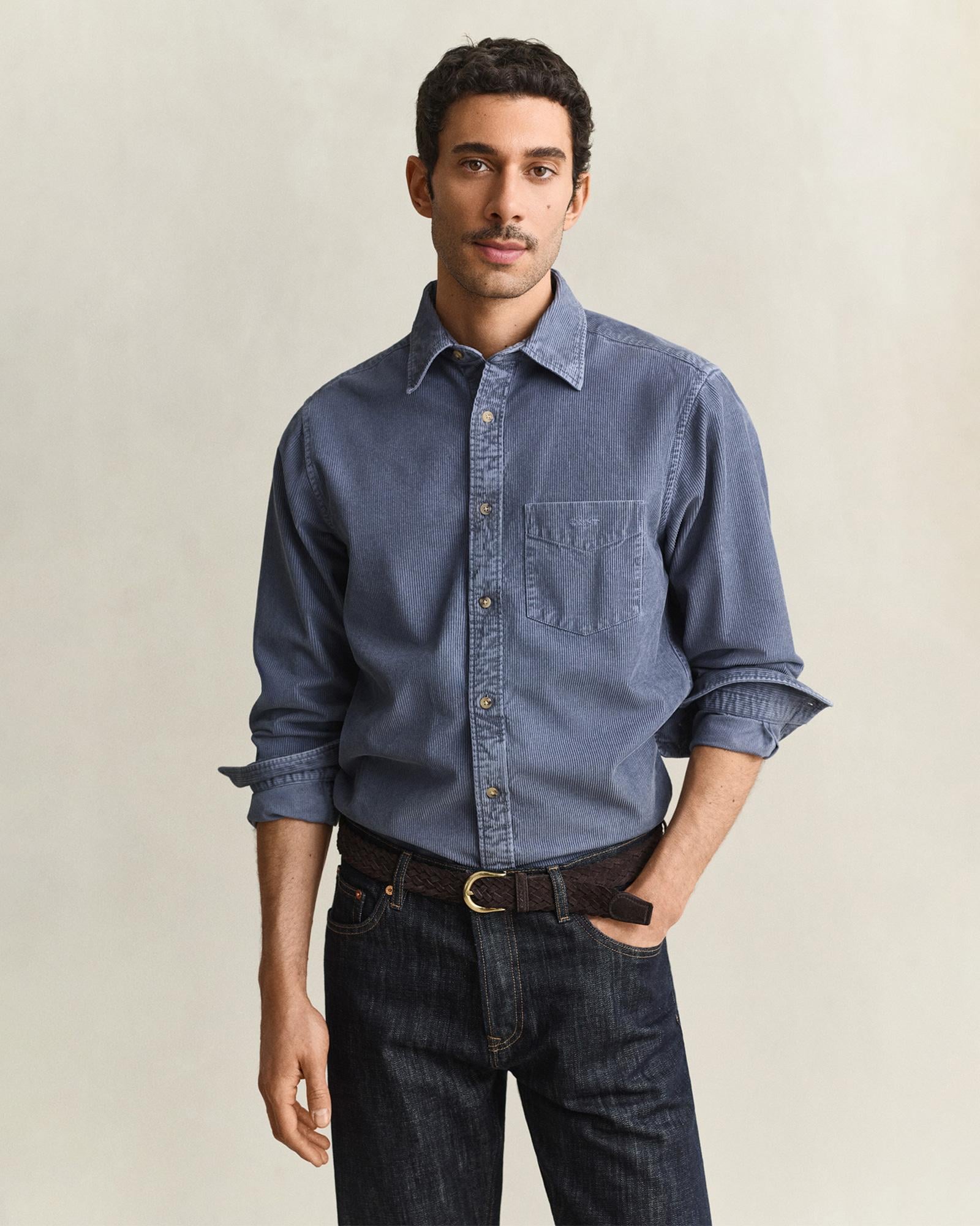 GANT Erkek Mavi Regular Fit %100 Pamuk Gömlek