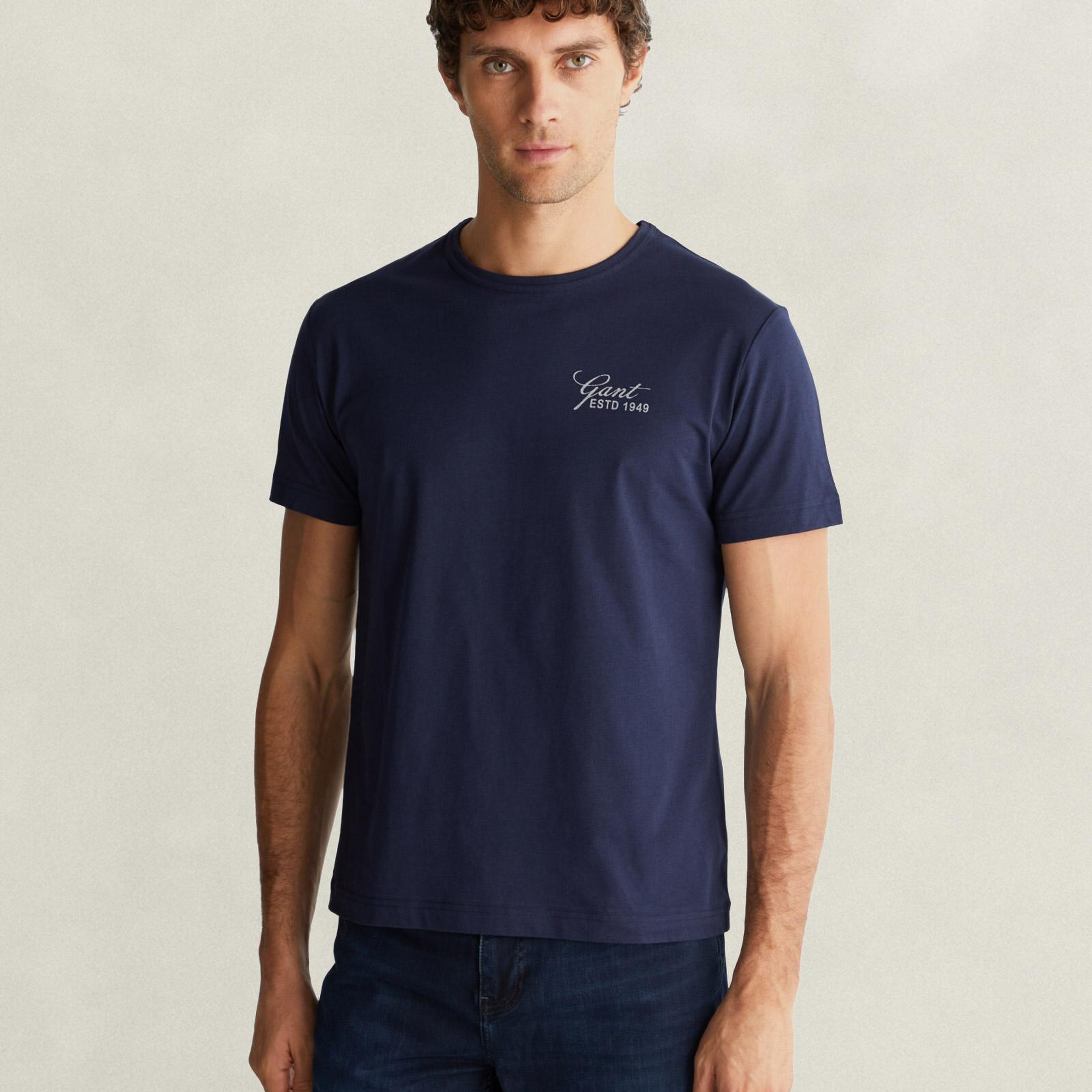 GANT Erkek Lacivert Regular Fit T-Shirt