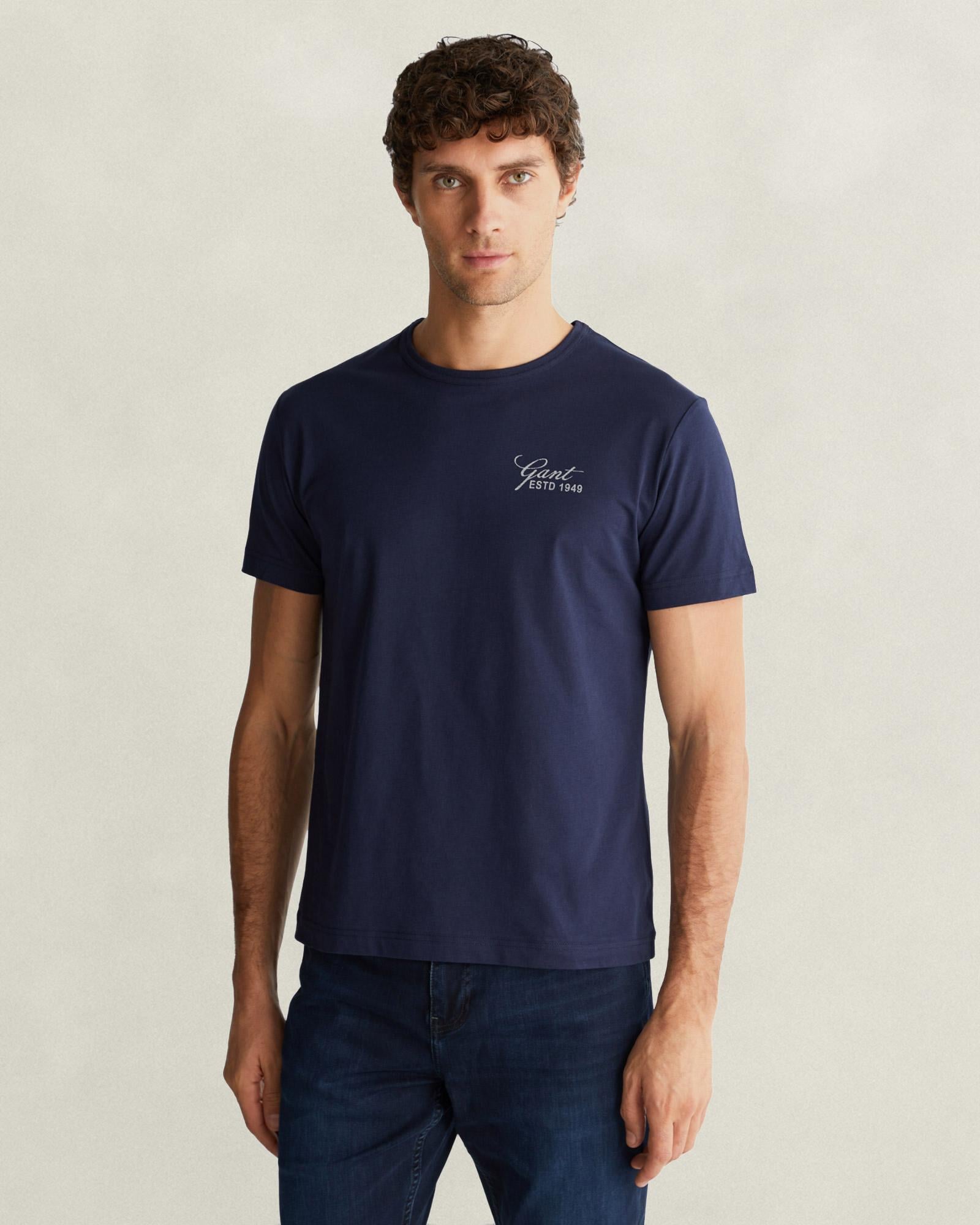 GANT Erkek Lacivert Regular Fit T-Shirt