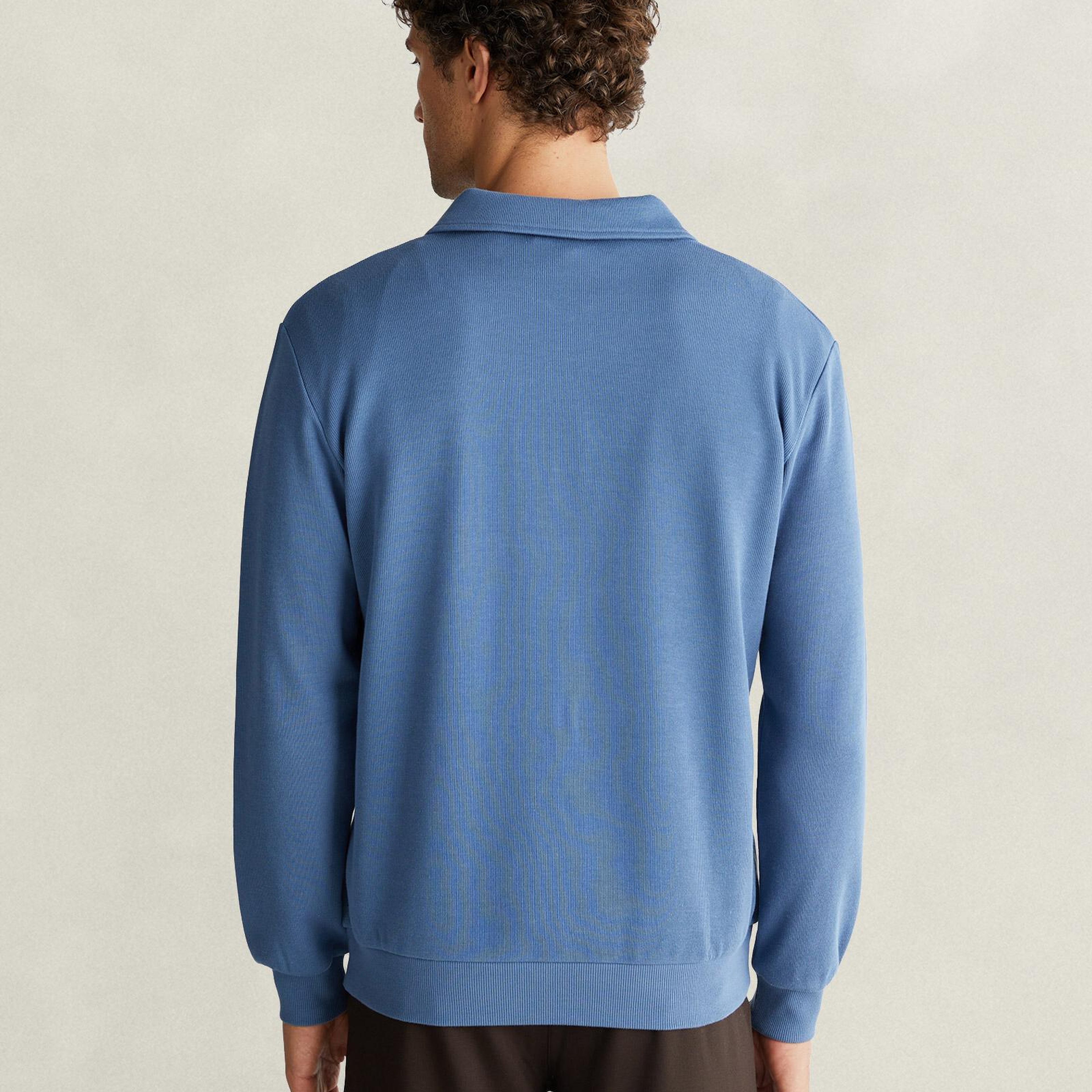GANT Erkek Mavi Yarım Fermuarlı Sweatshirt