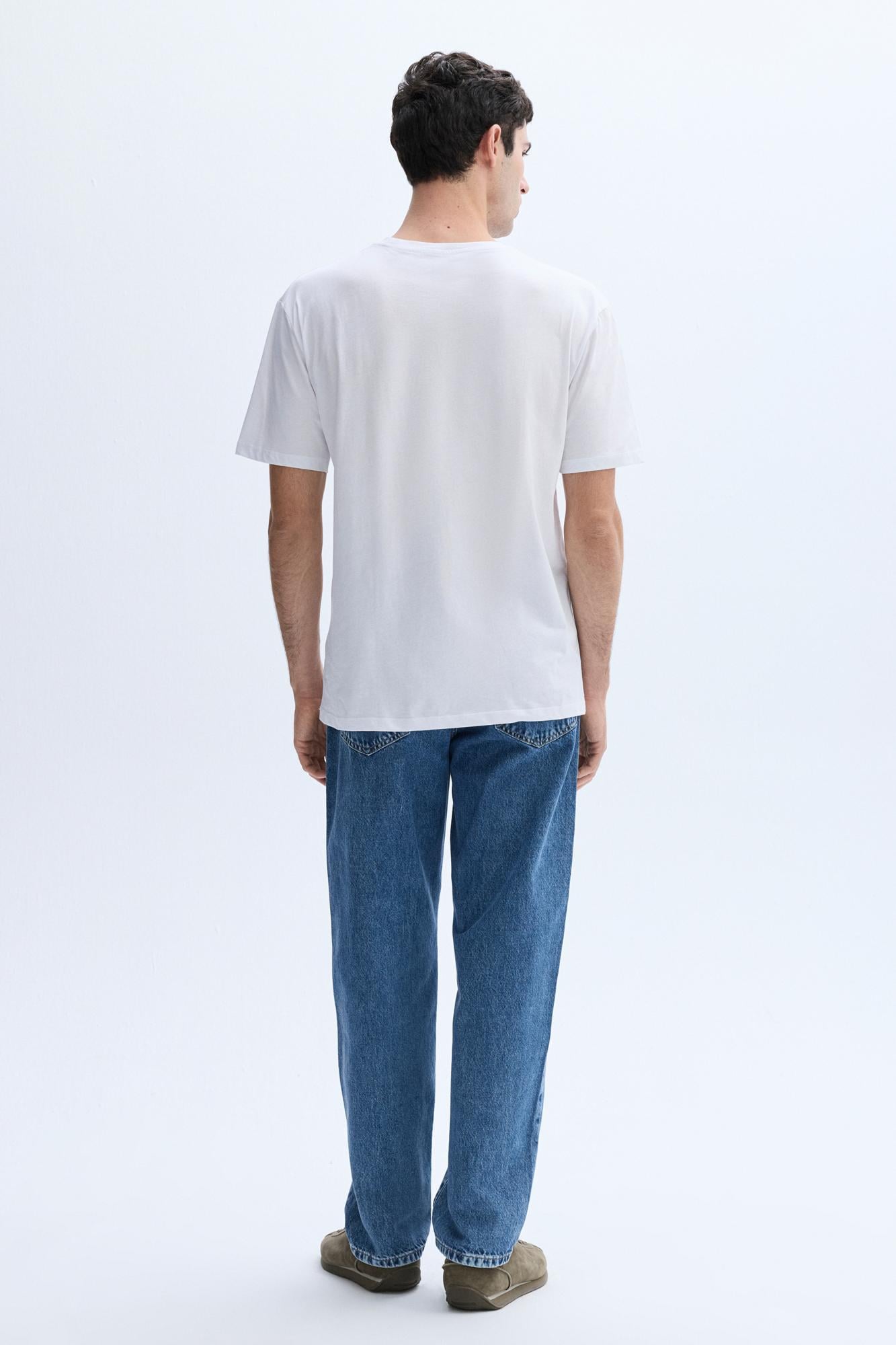 Erkek Beyaz Comfort Fit Baskılı Bisiklet Yaka T-Shirt