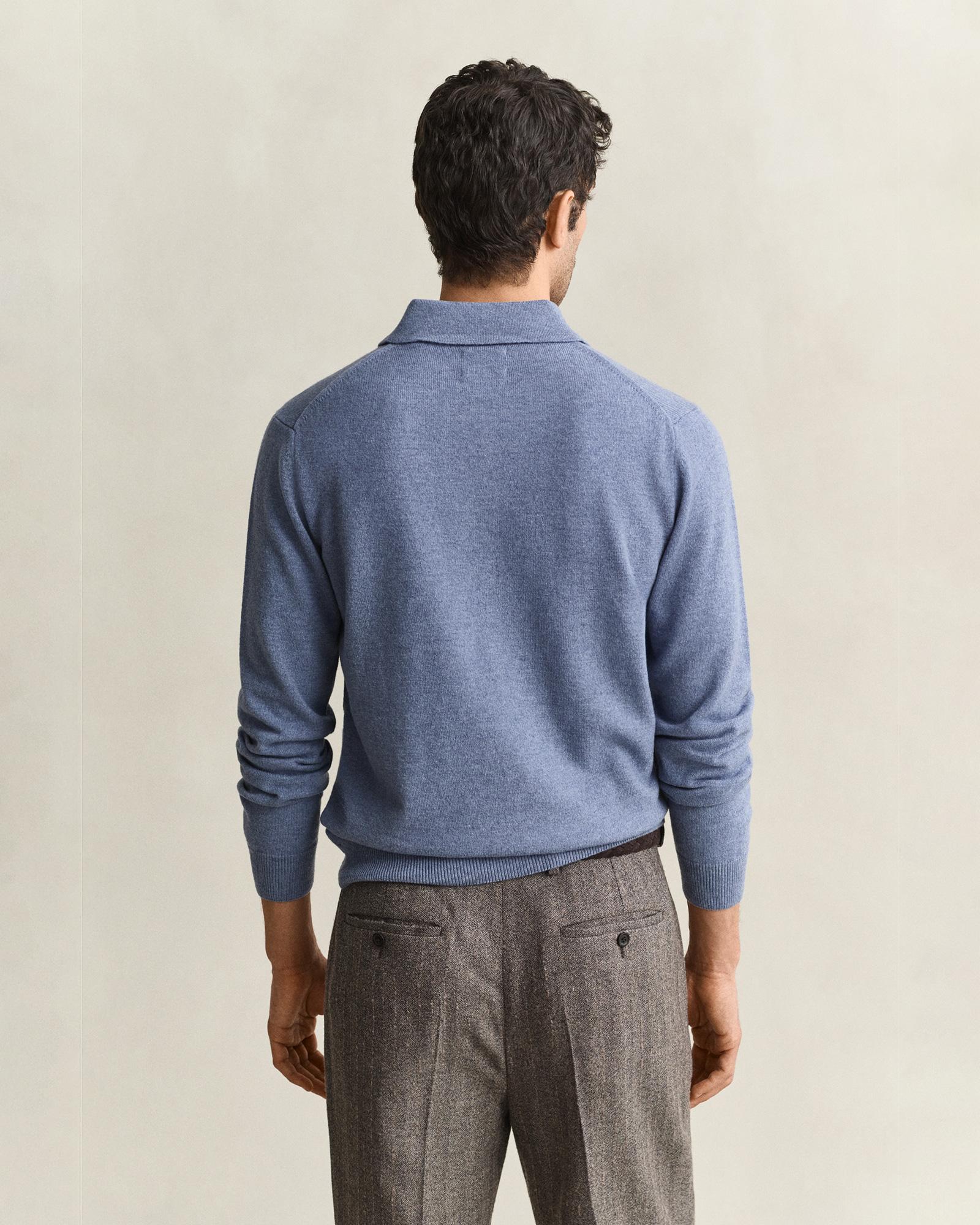 GANT Erkek Mavi Regular Fit Polo Kazak