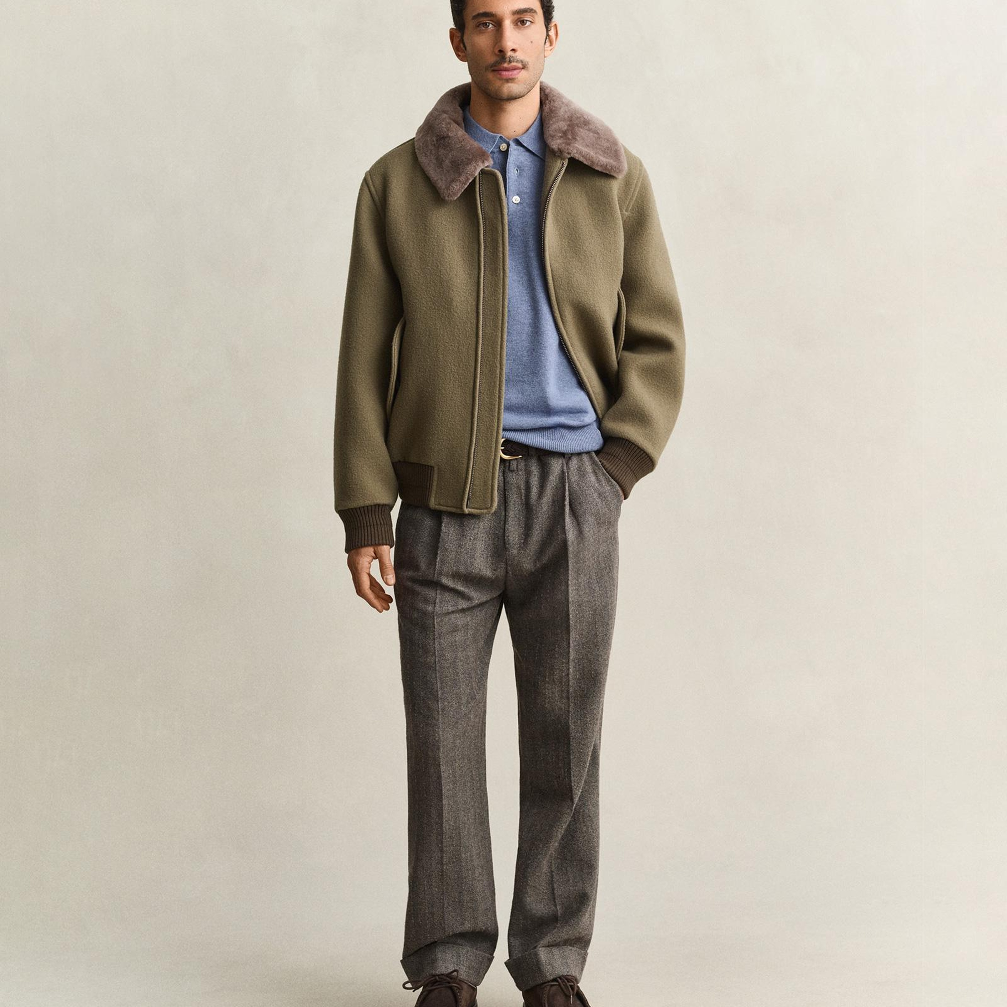 GANT Erkek Mavi Regular Fit Polo Kazak