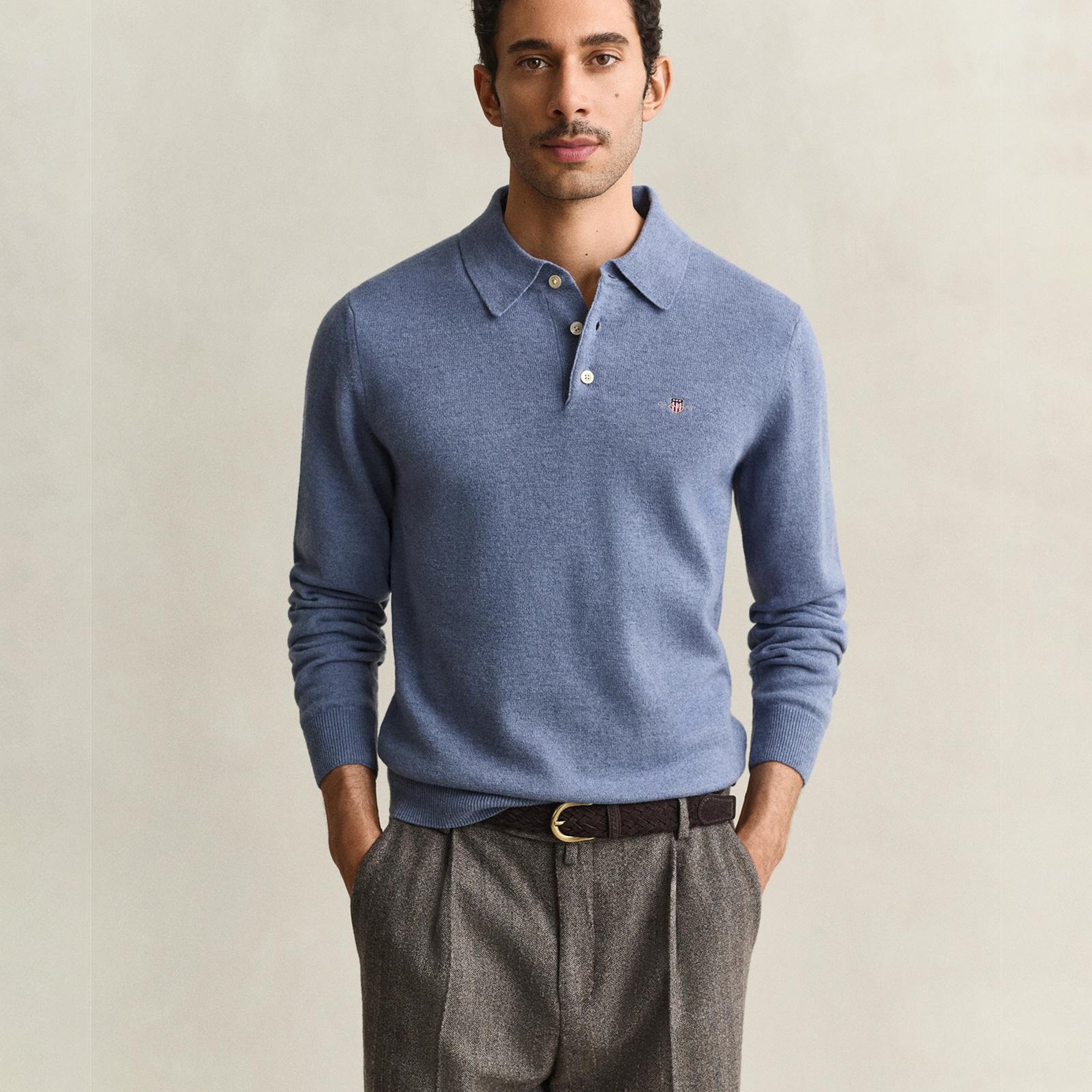 GANT Erkek Mavi Regular Fit Polo Kazak