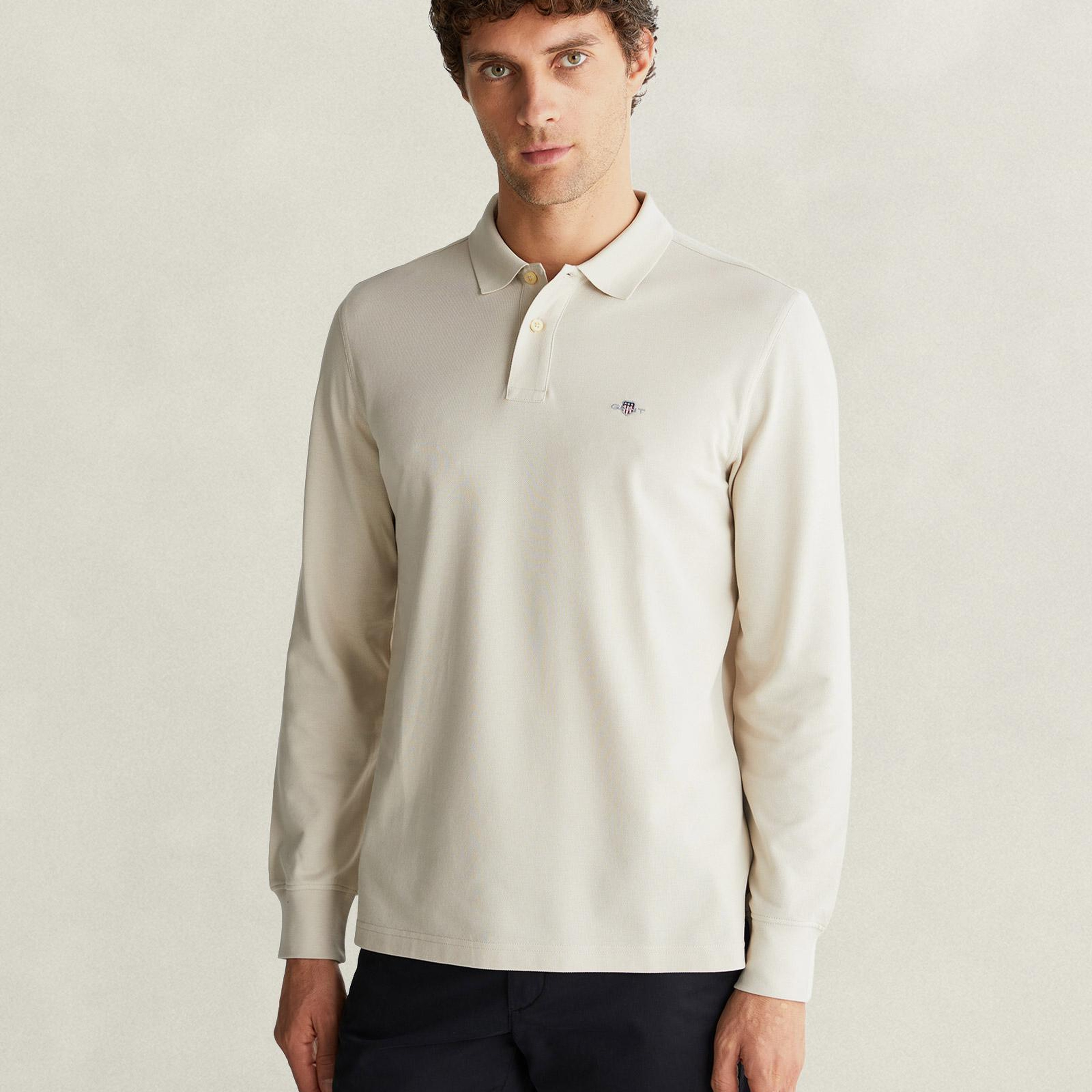 GANT Erkek Bej Regular Fit Polo Yaka T-Shirt