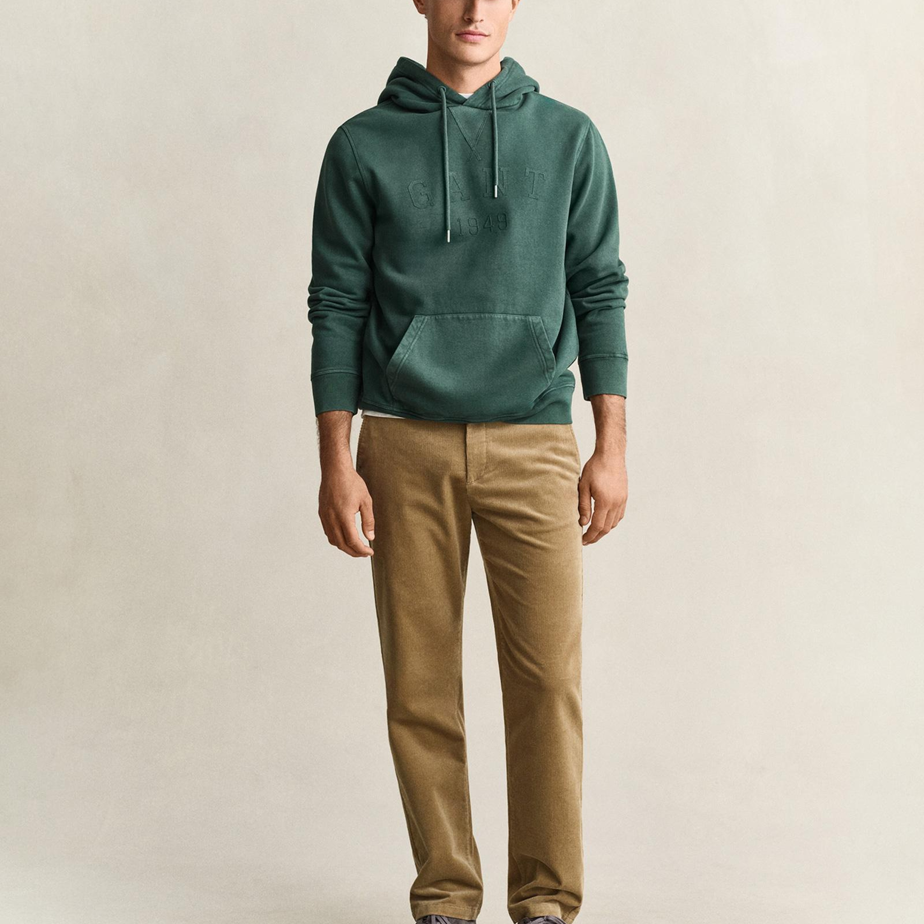GANT Erkek Yeşil Kapüşonlu %100 Pamuk Sweatshirt