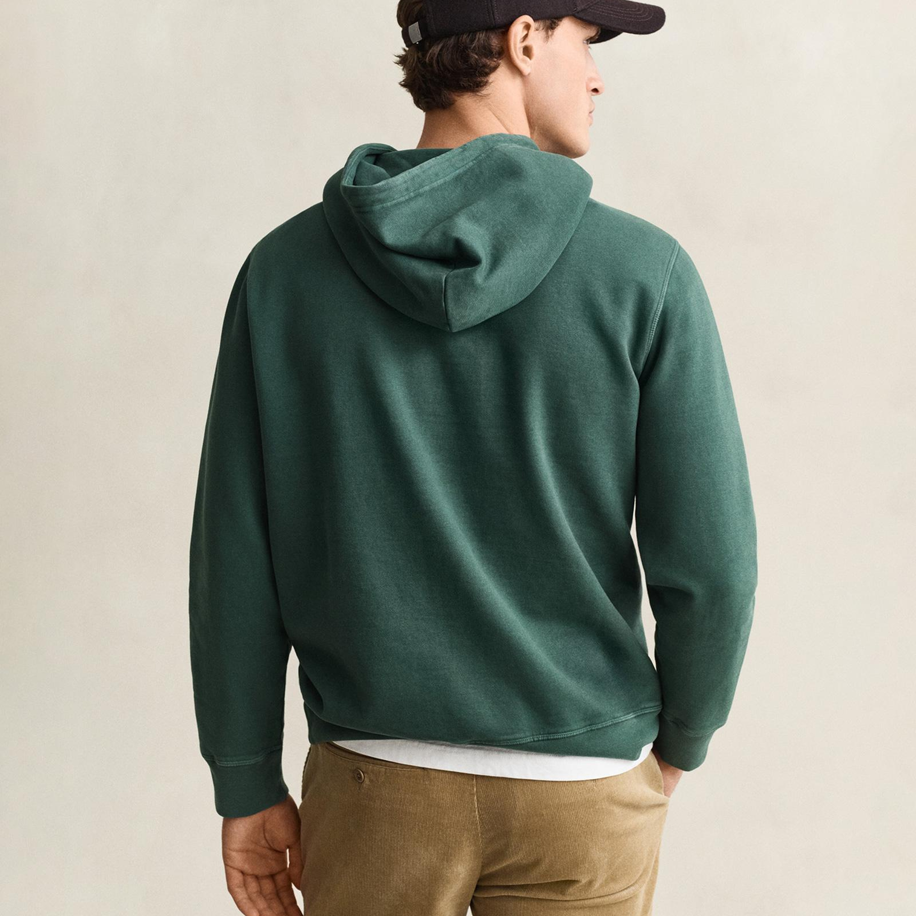 GANT Erkek Yeşil Kapüşonlu %100 Pamuk Sweatshirt