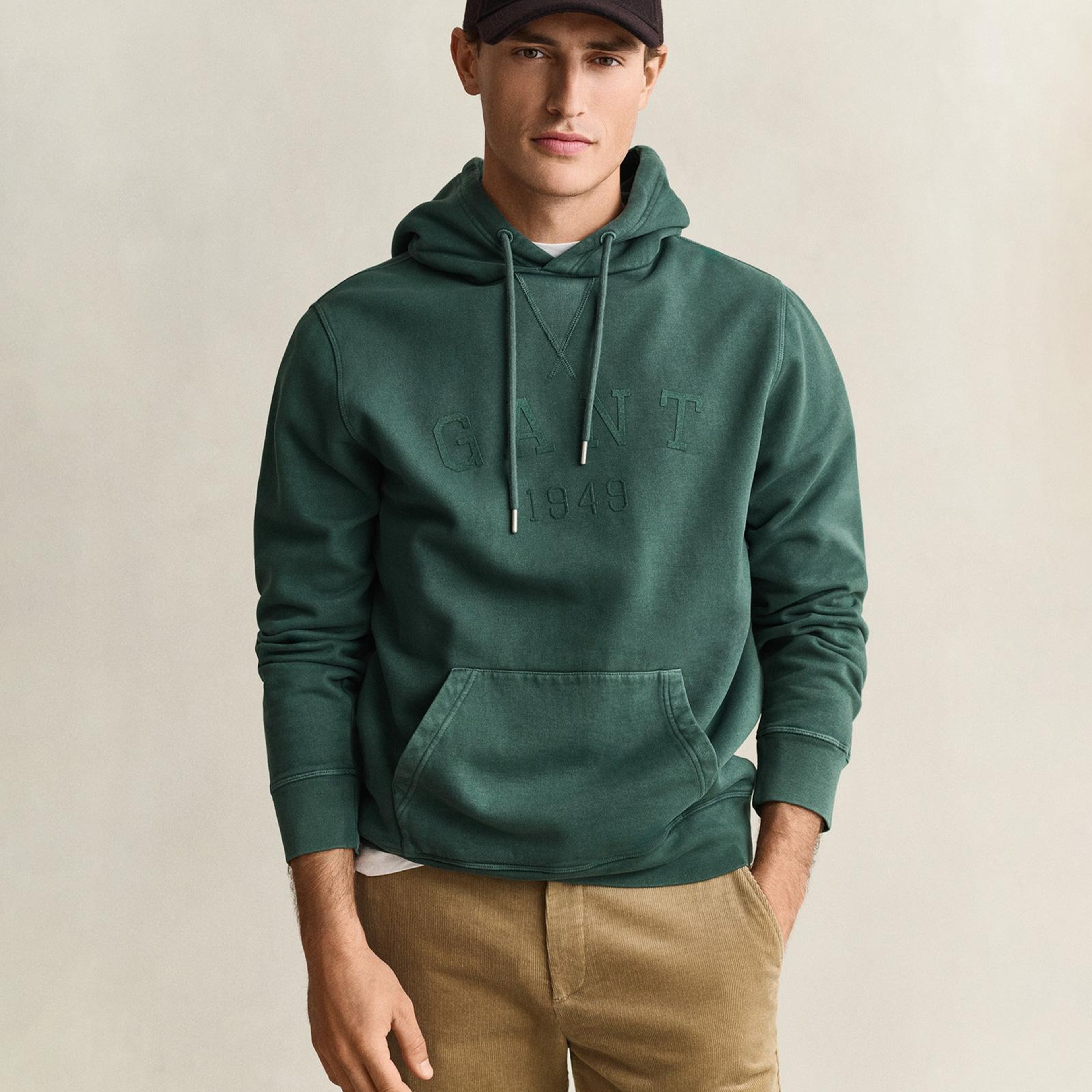 GANT Erkek Yeşil Kapüşonlu %100 Pamuk Sweatshirt
