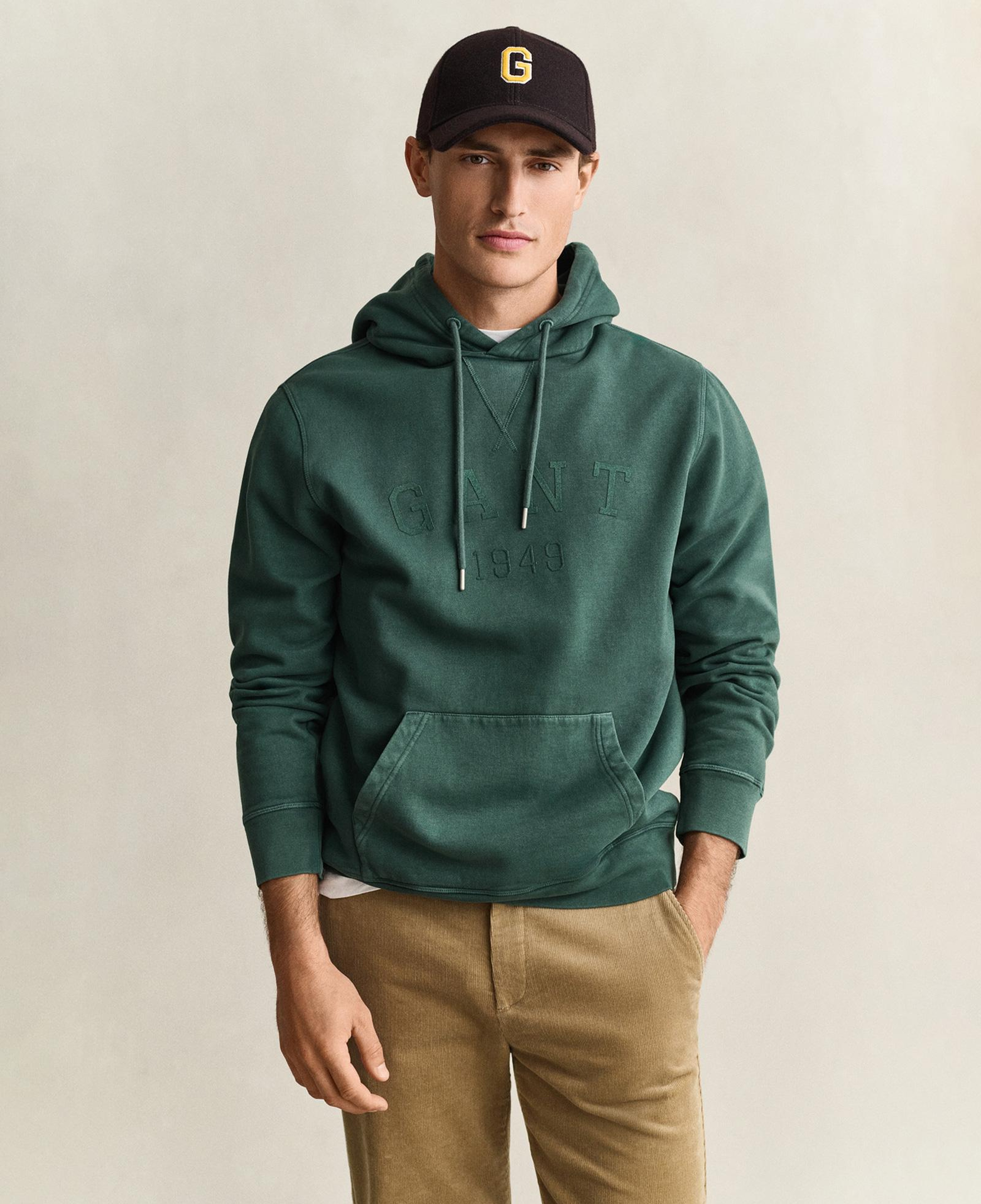 GANT Erkek Yeşil Kapüşonlu %100 Pamuk Sweatshirt