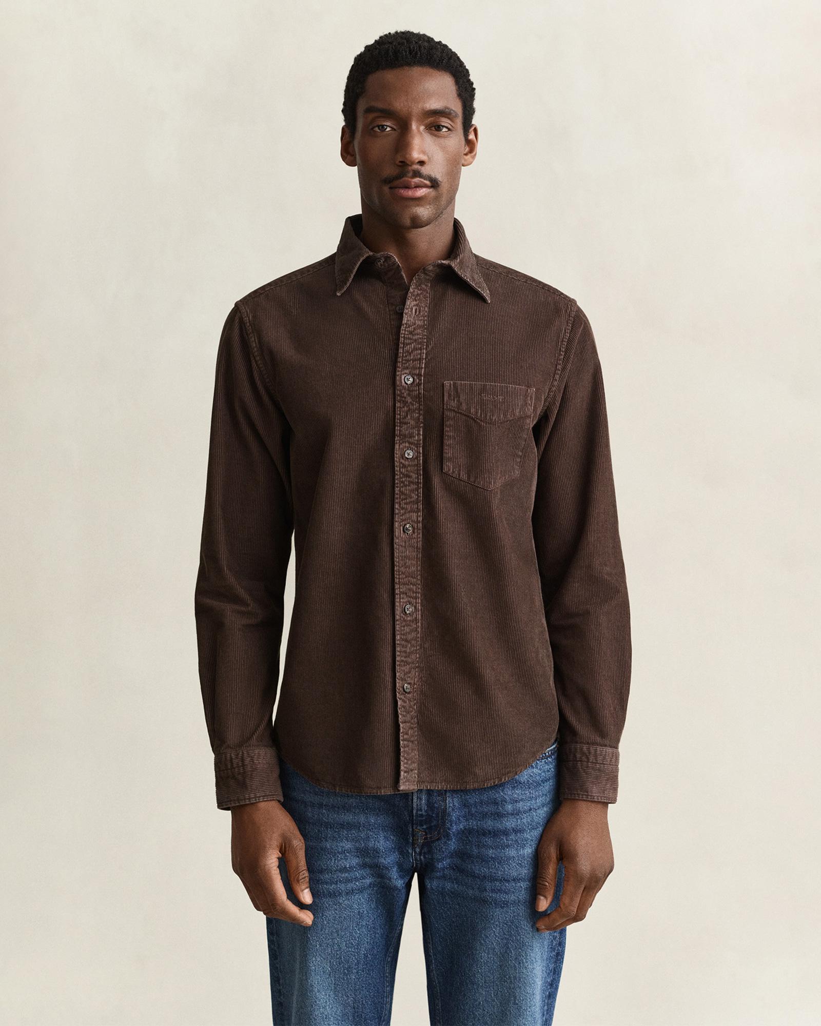 GANT Erkek Kahverengi Regular Fit %100 Pamuk Gömlek