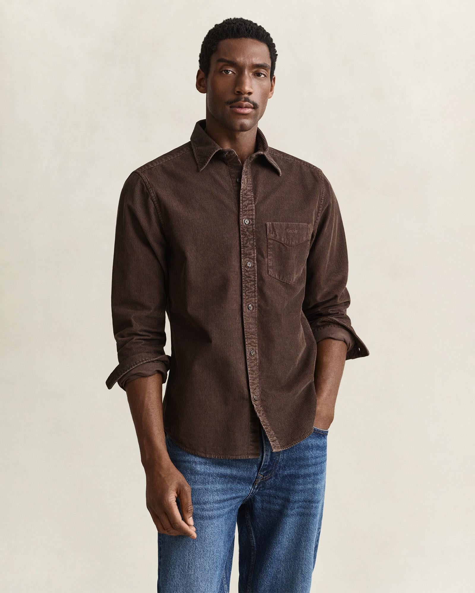 GANT Erkek Kahverengi Regular Fit %100 Pamuk Gömlek