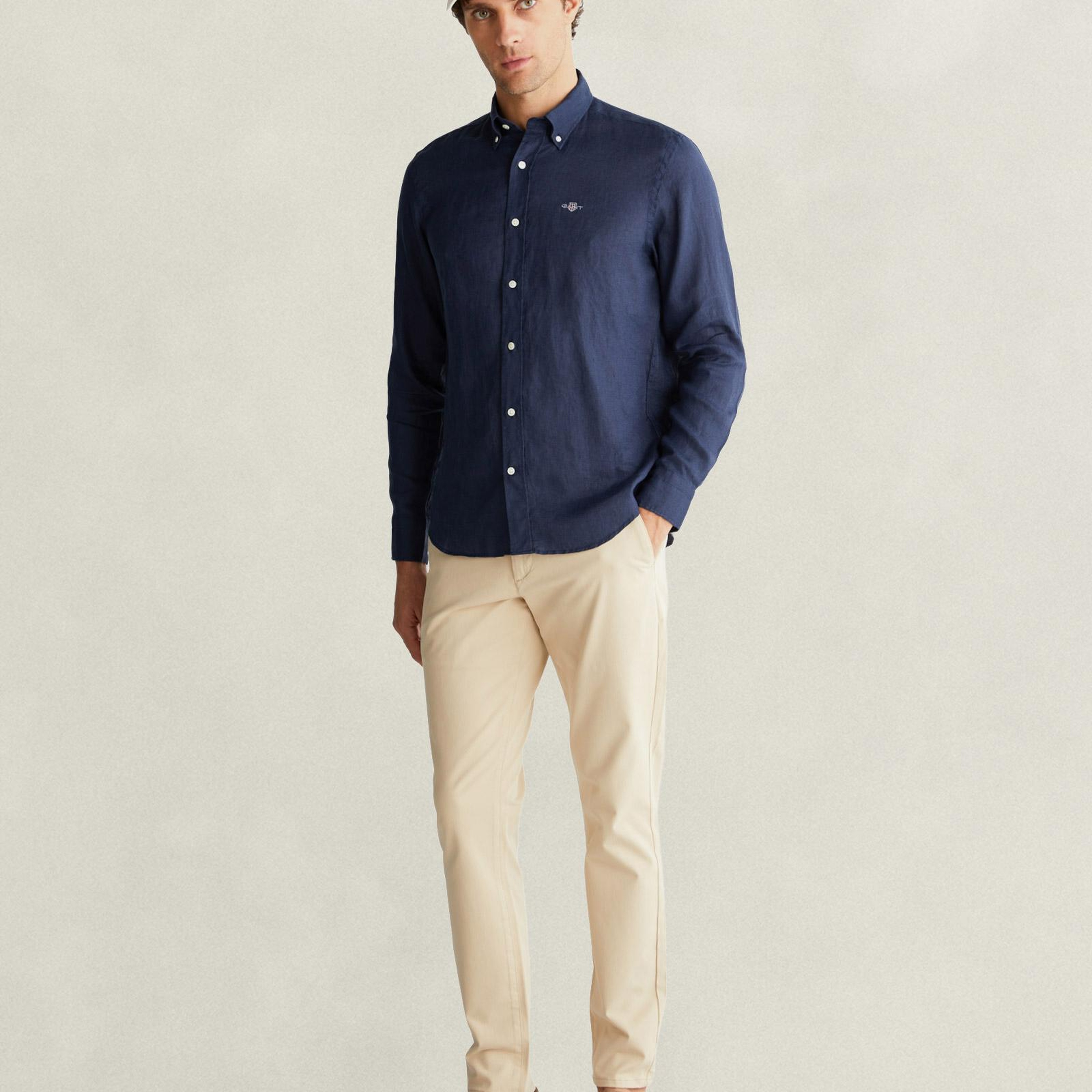 GANT Erkek Lacivert Regular Fit Gömlek