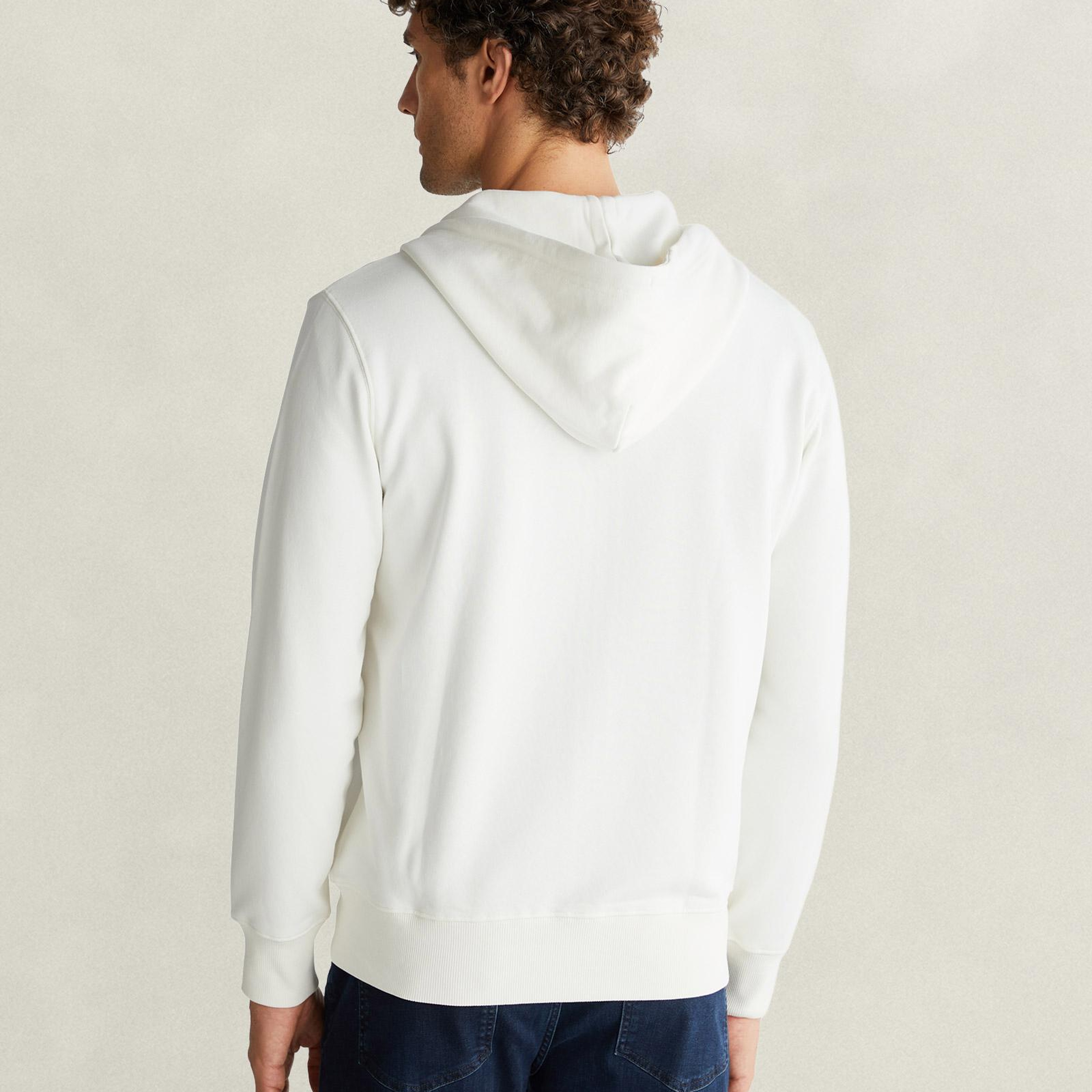 GANT Erkek Krem Kapüşonlu Sweatshirt