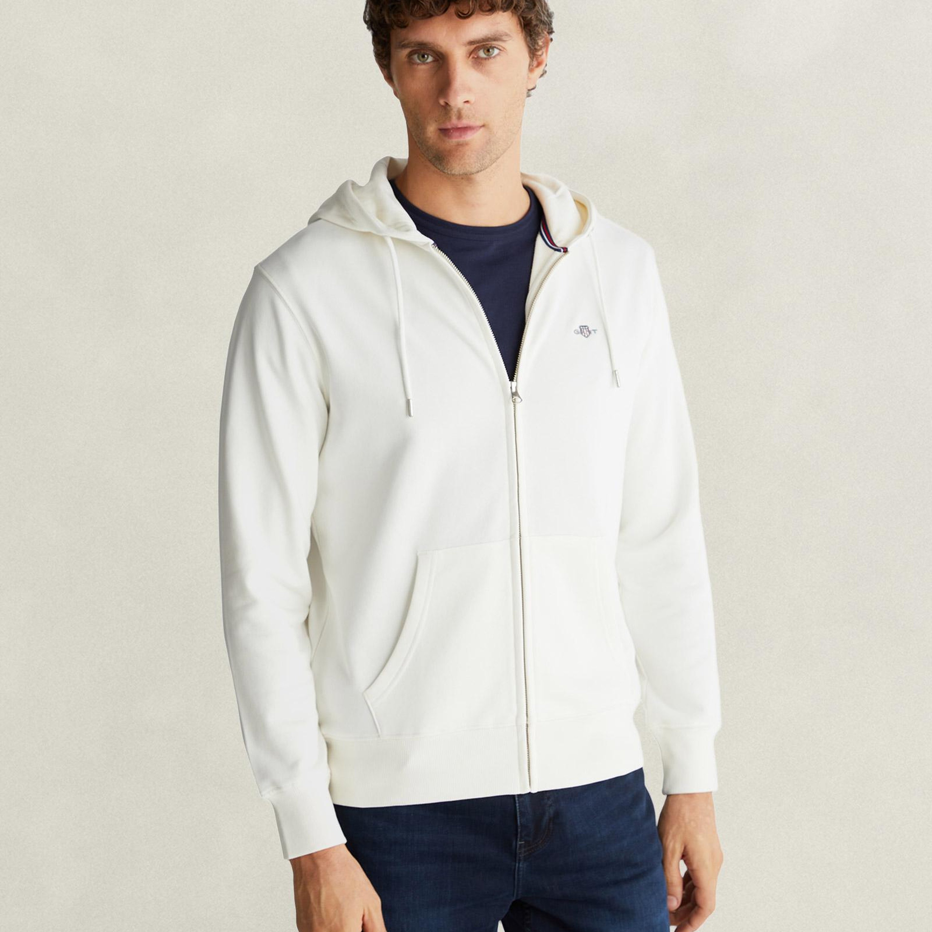 GANT Erkek Krem Kapüşonlu Sweatshirt